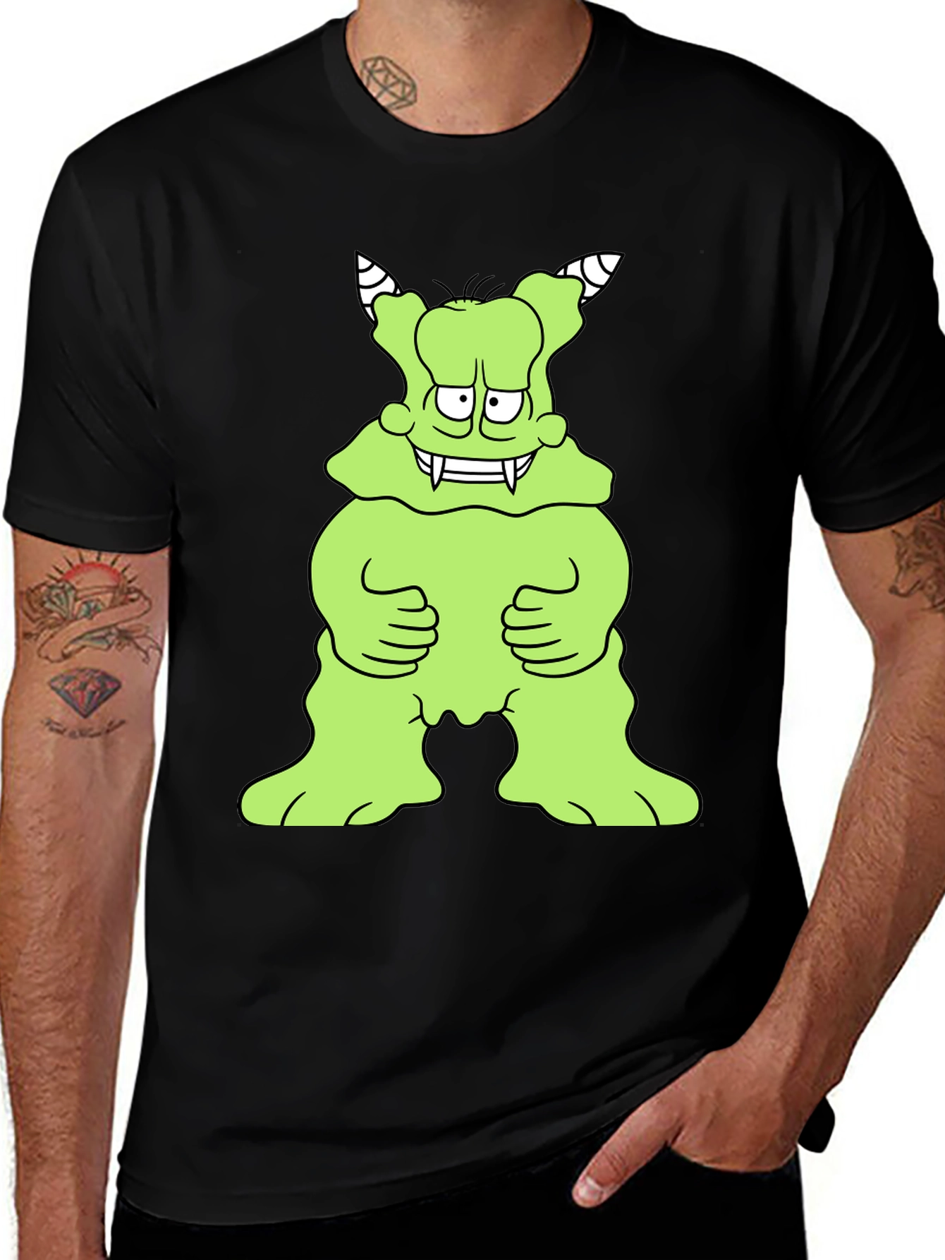 Variant 24 of Monster Graphic Print Black T-Shirt