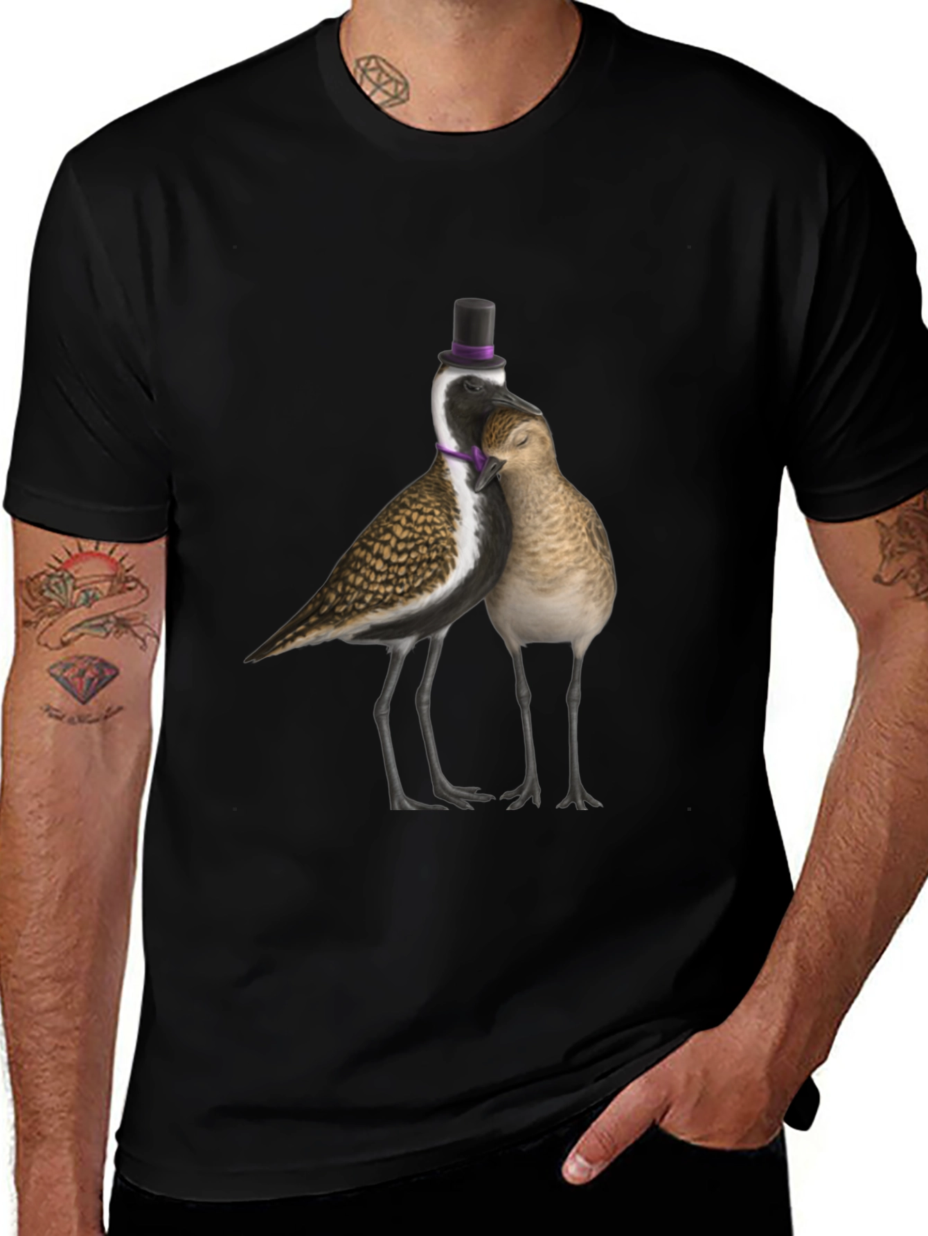 Variant 18 of Novelty Bird Couple T-Shirt - Black