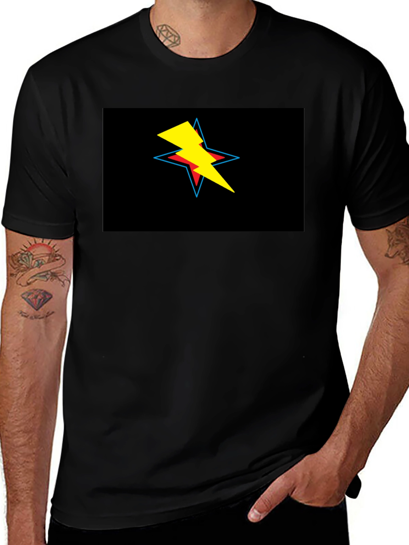 Variant 23 of Black T-Shirt with Lightning Star Graphic