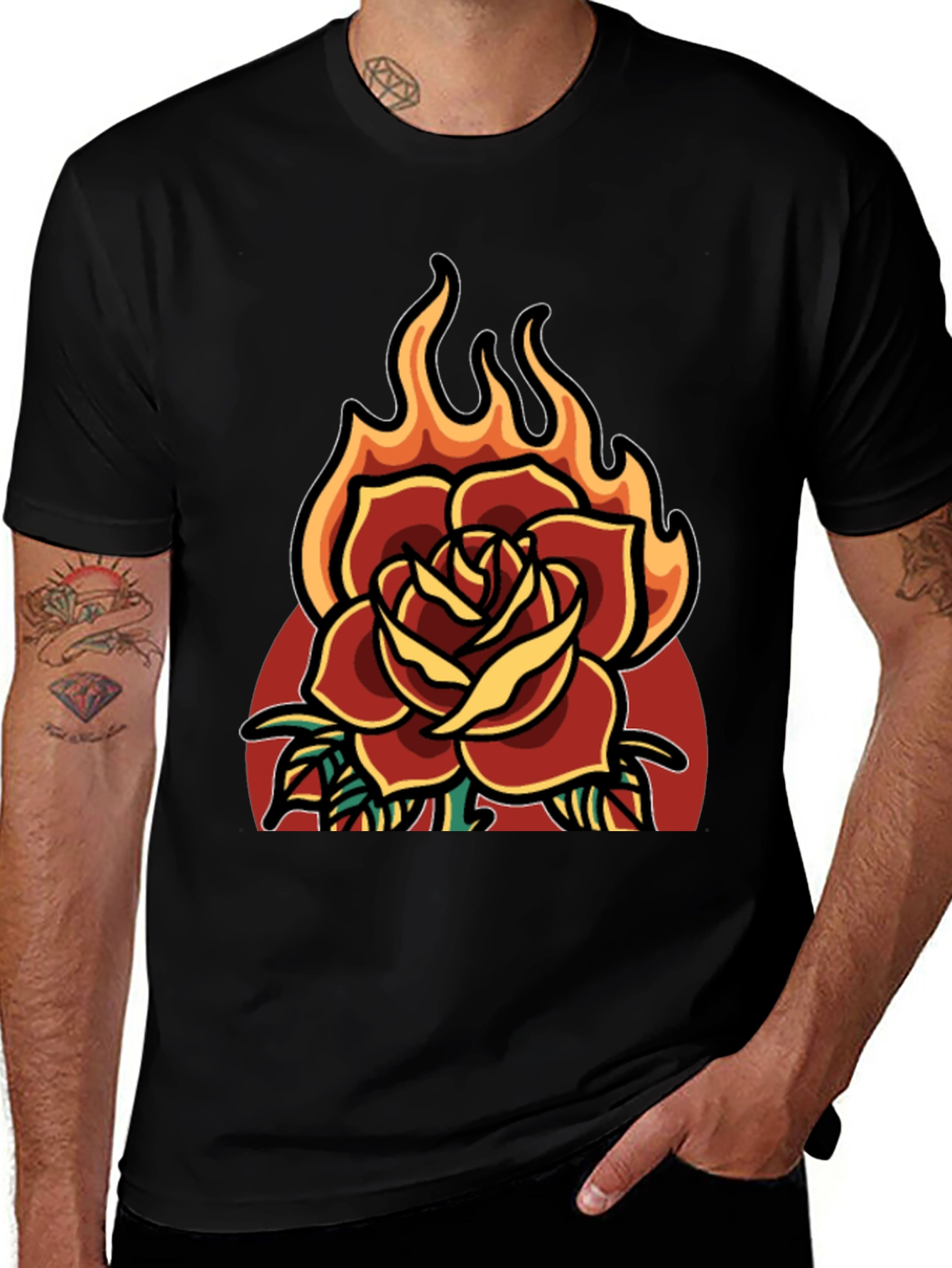 Variant 22 of Fiery Rose Graphic T-Shirt - Black