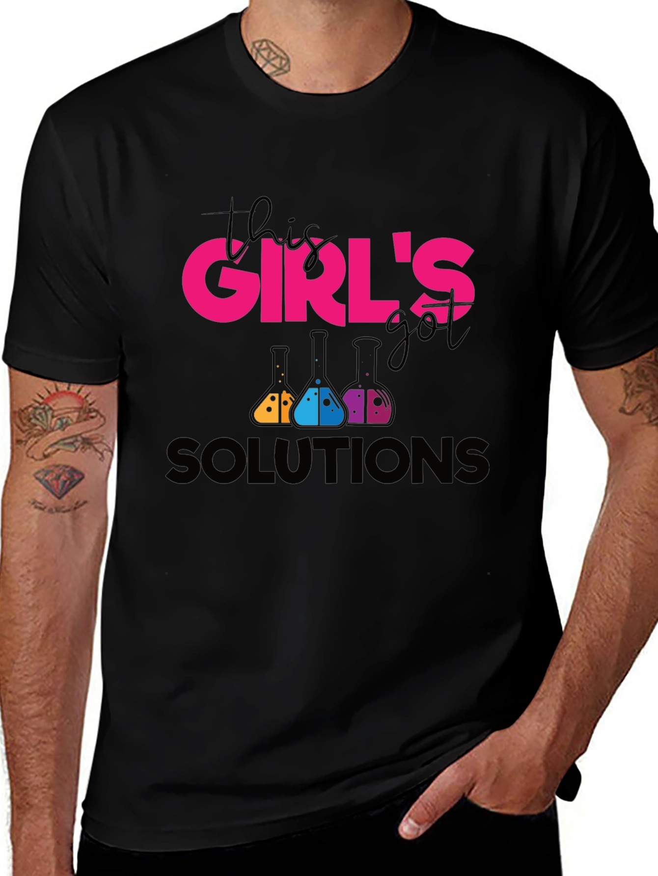 Variant 23 of Girl's Solutions Science T-Shirt - Black Cotton Tee