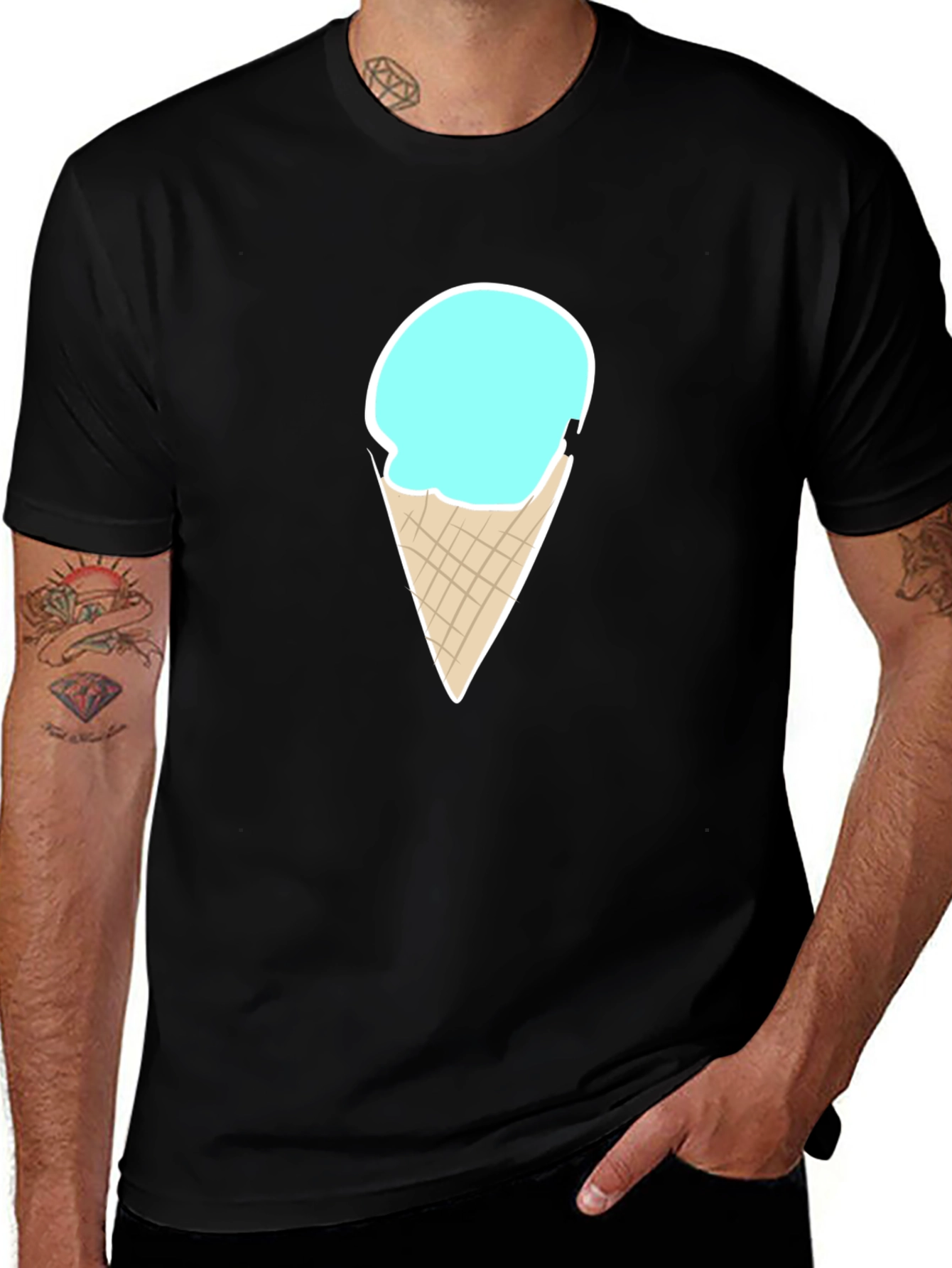 Variant 17 of Ice Cream Cone Graphic Tee - Black T-Shirt