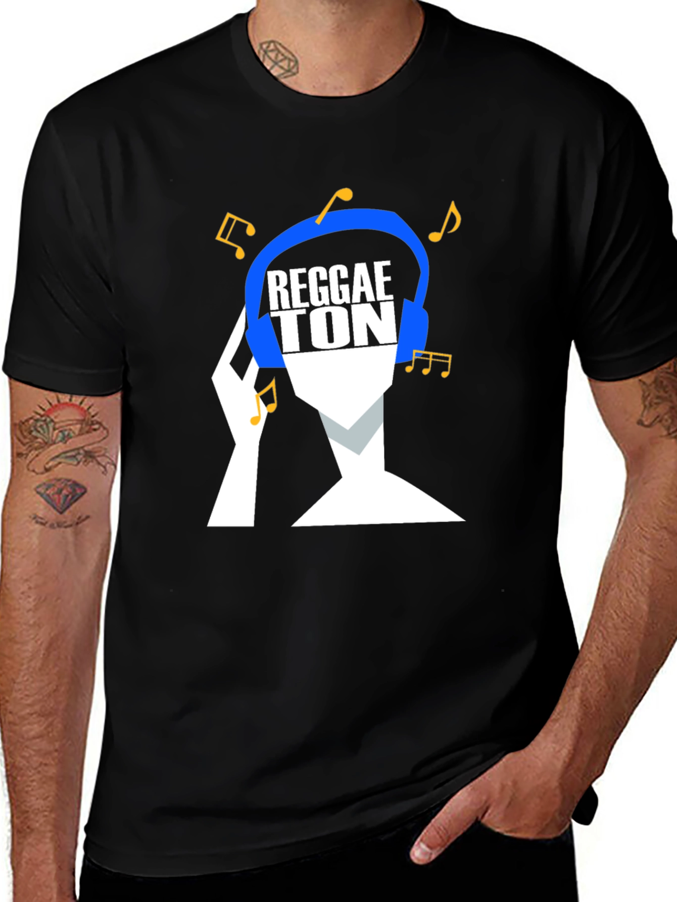 Reggaeton Music T-Shirt - Blue Headphones Design