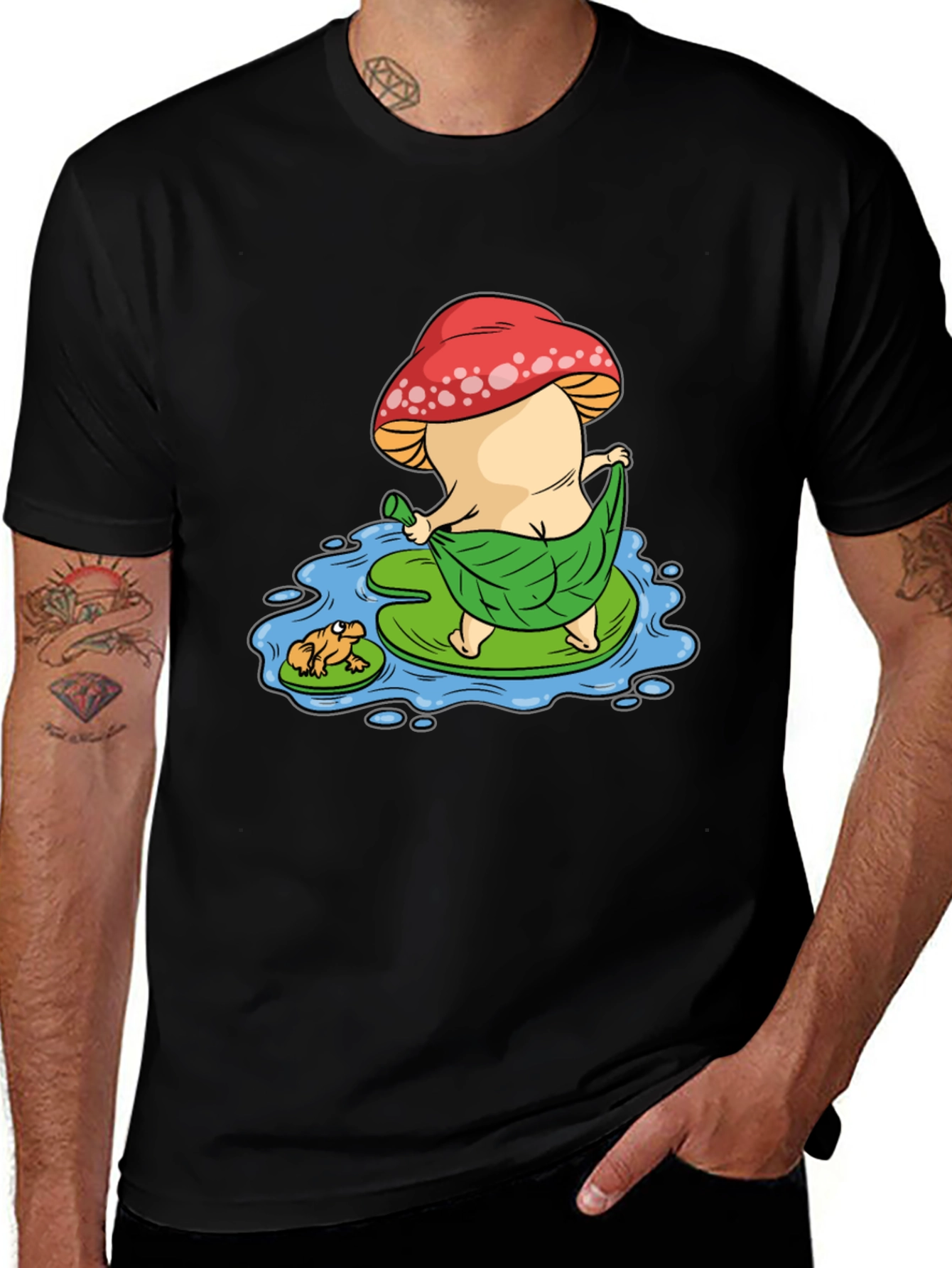 Funny Mushroom & Frog Graphic Tee - Unisex