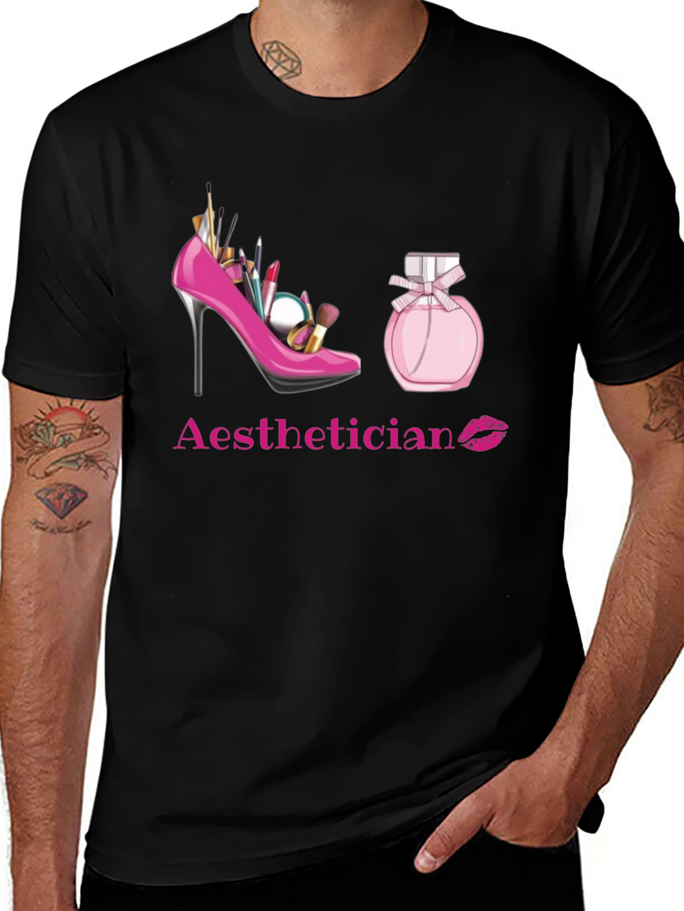 Aesthetician T-Shirt: Makeup High Heel & Perfume