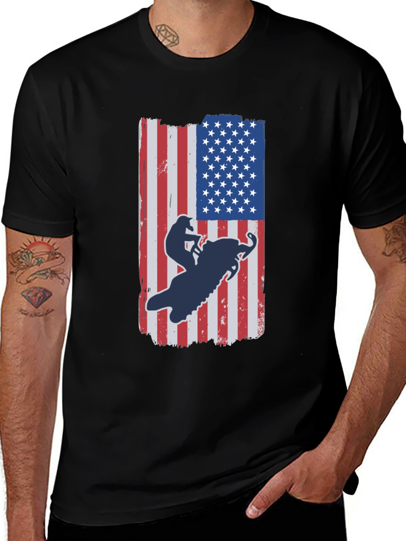 Variant 26 of American Flag Snowmobile T-Shirt