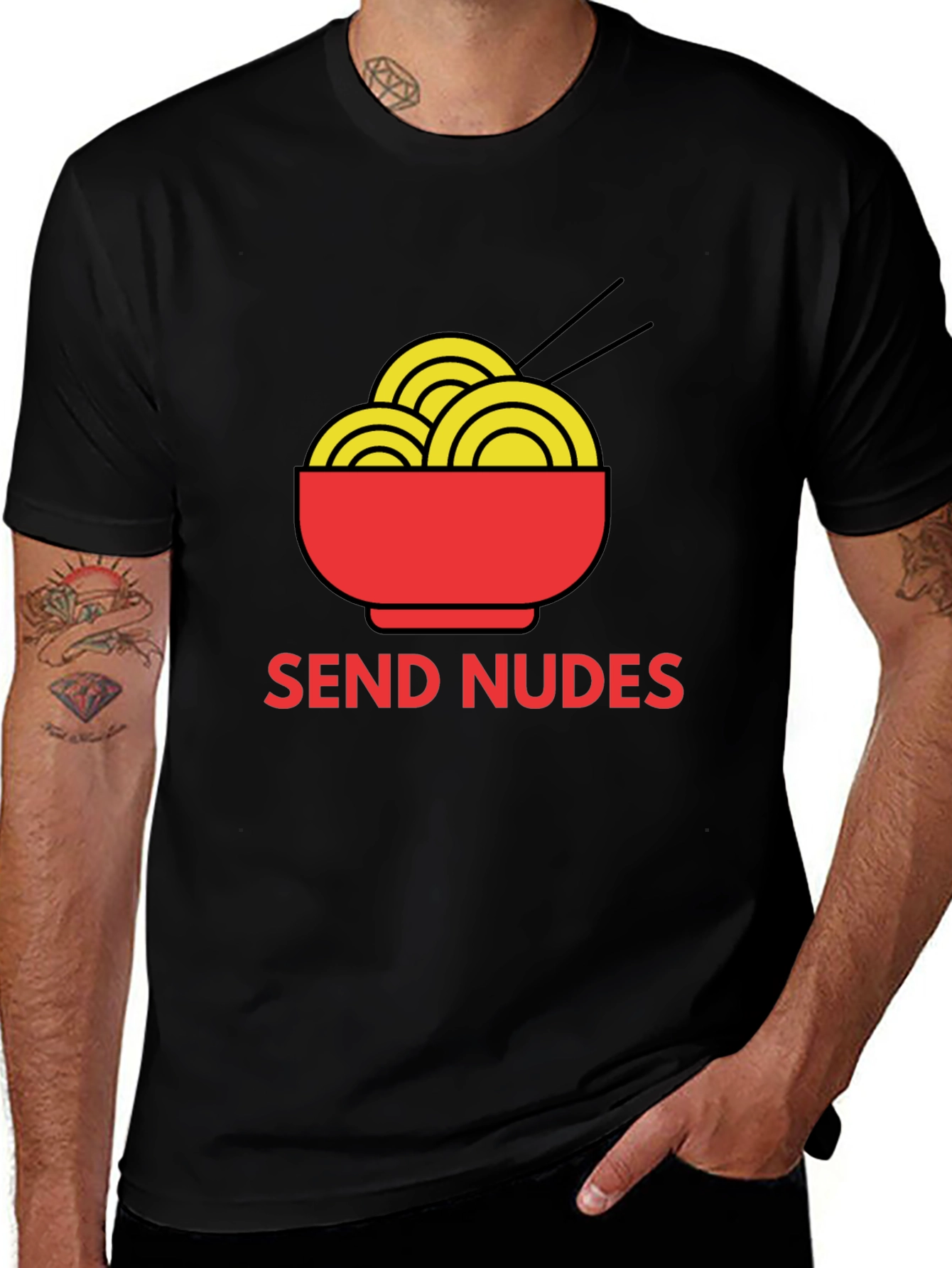 Variant 3 of Noodles & Send Nudes Graphic Tee - Black