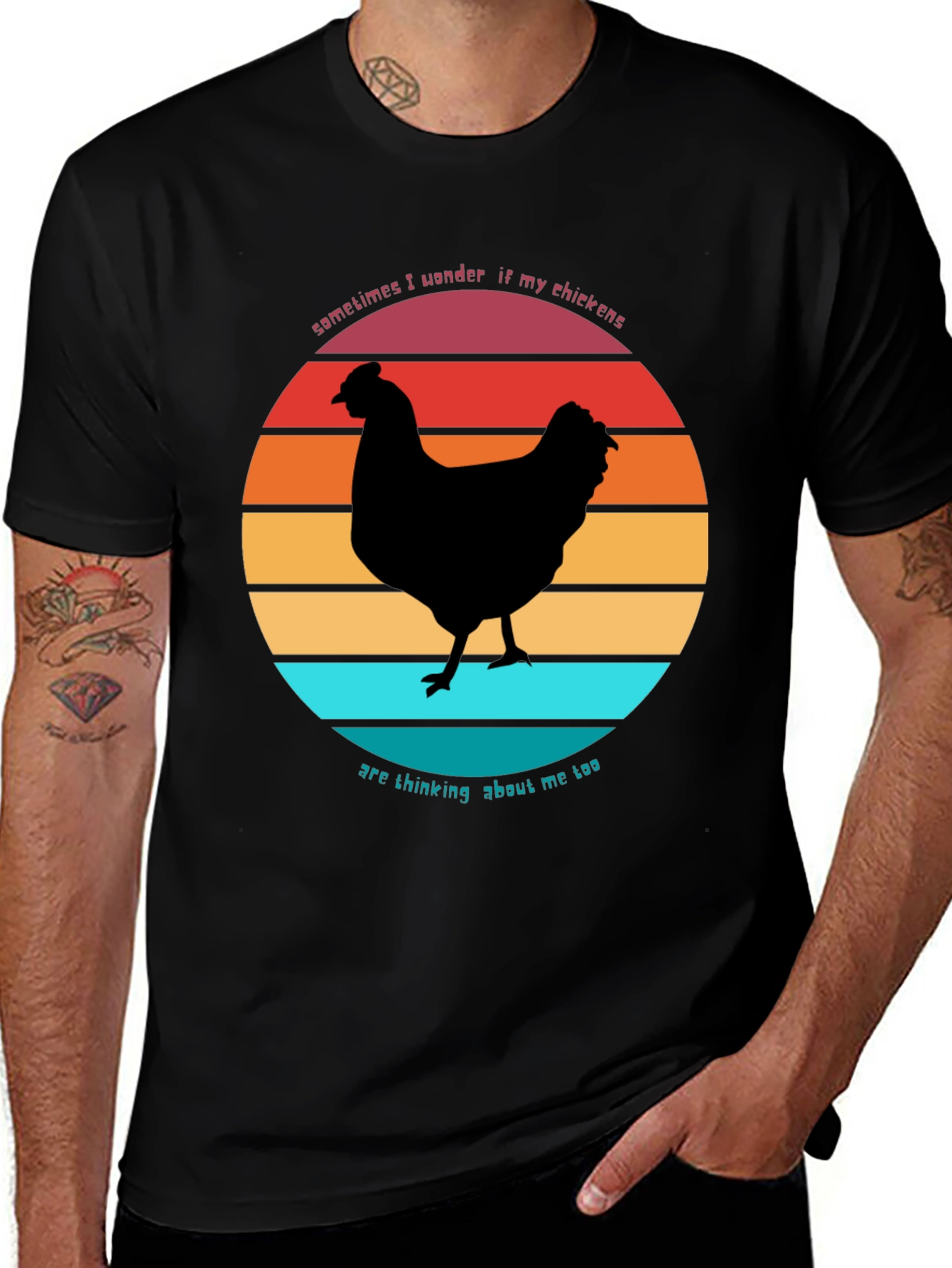 Variant 30 of Funny Chicken Sunset Graphic T-Shirt