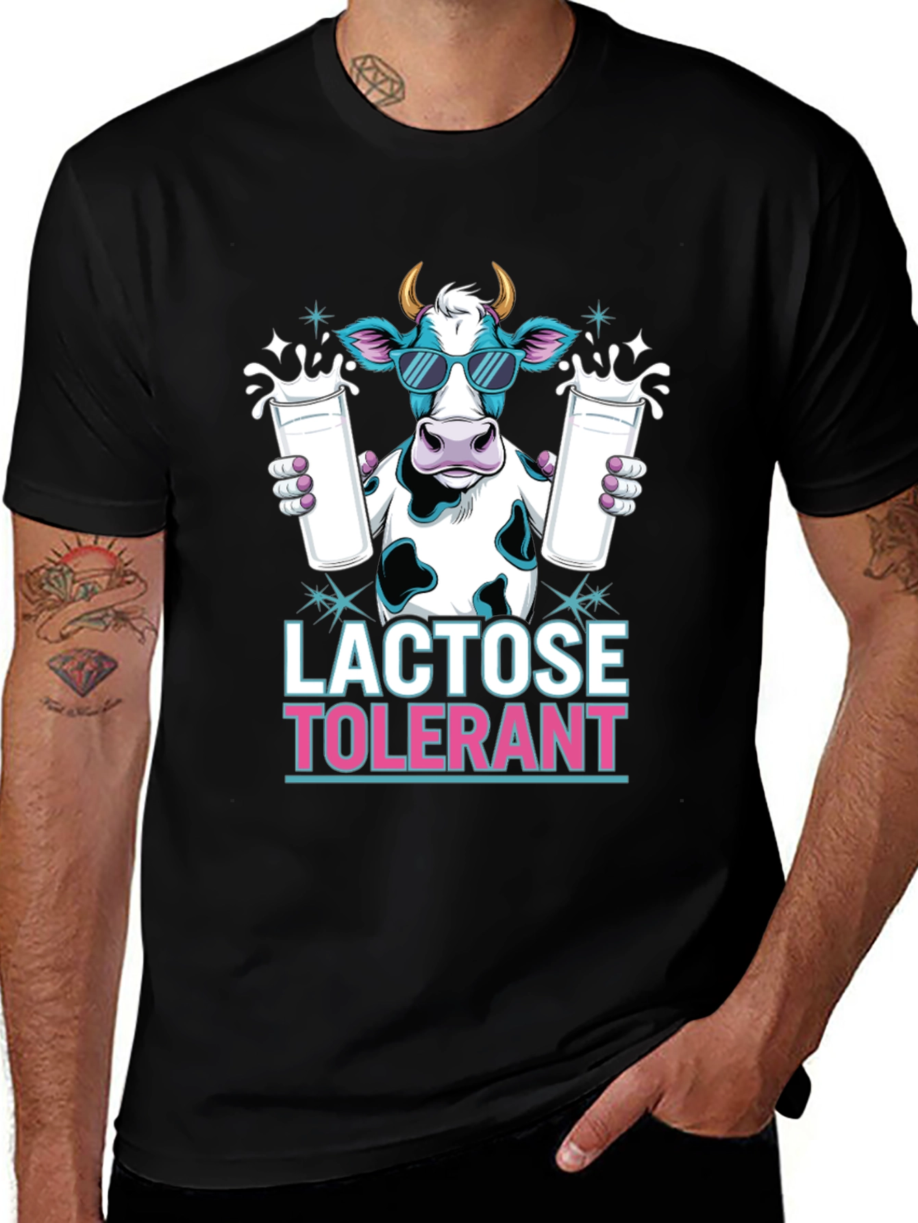 Variant 28 of Lactose Tolerant Cow T-Shirt - Cool Milk Lover Tee