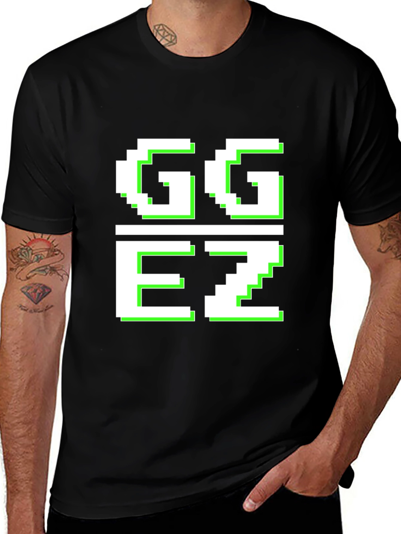 Variant 22 of GG EZ Pixel Gamer T-Shirt - Black Cotton Tee