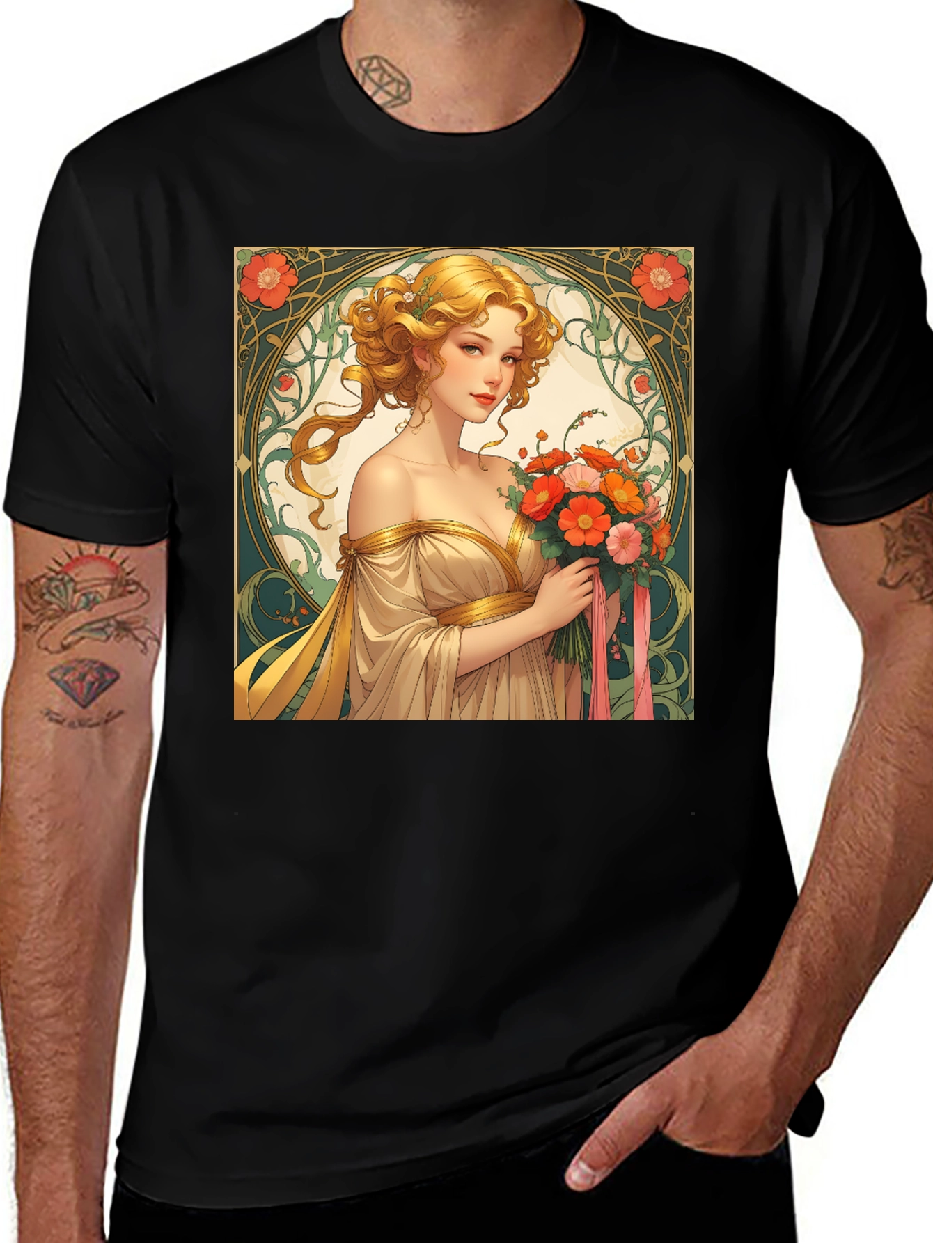 Variant 10 of Art Nouveau Woman's Portrait T-Shirt