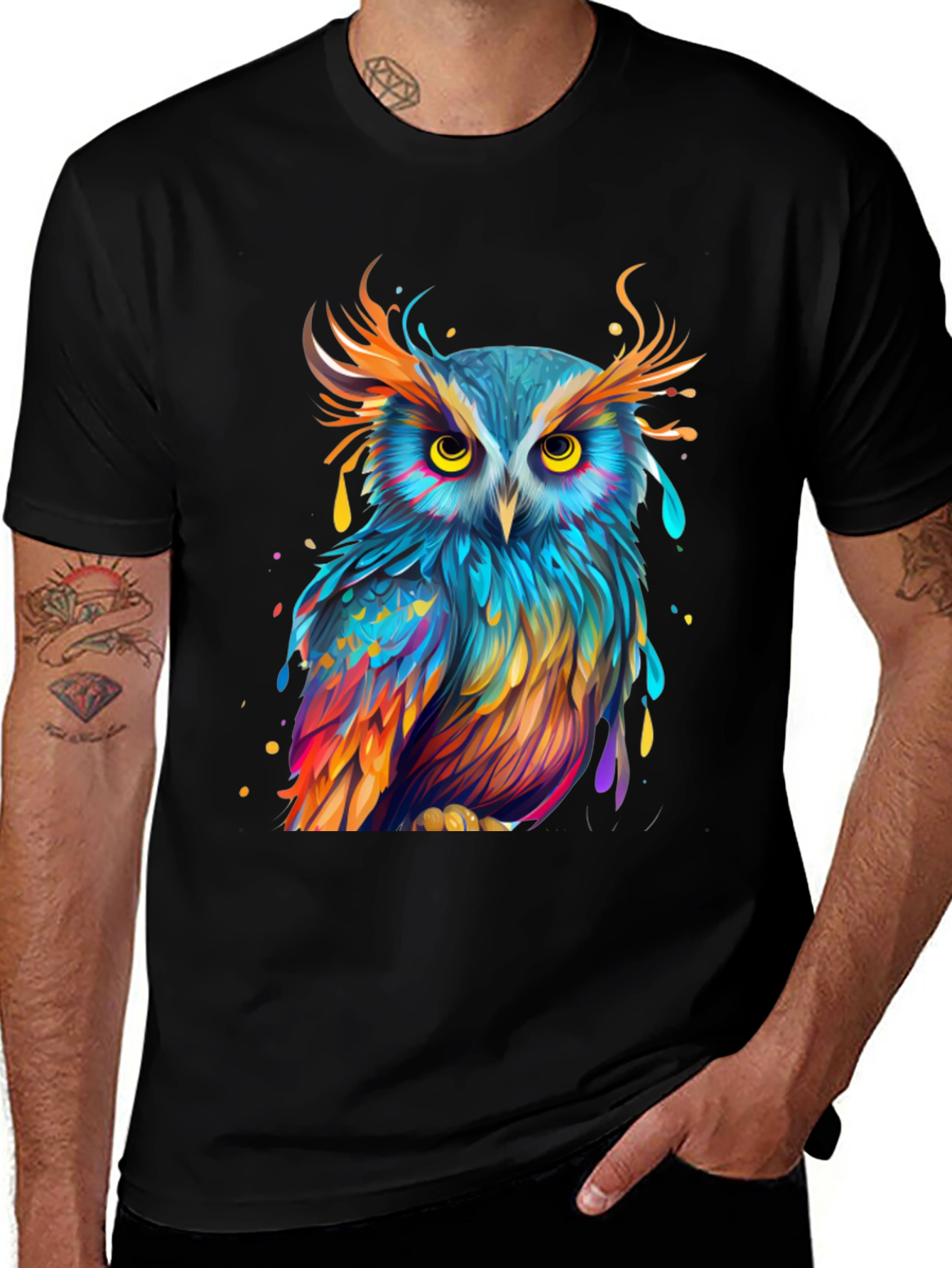 Variant 29 of Colorful Owl Graphic Tee - Unique Bird Design
