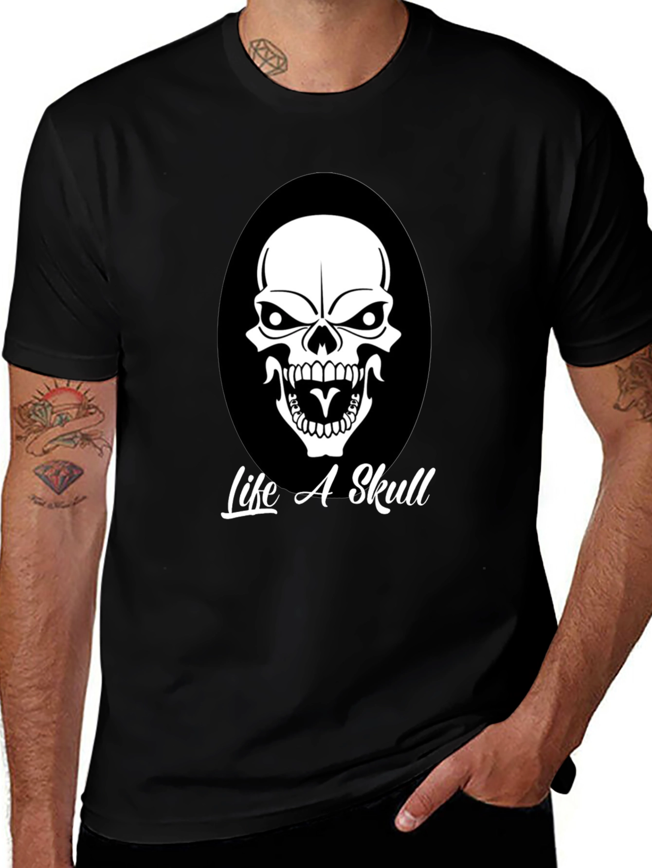 Variant 3 of Life A Skull Black Graphic Tee for Men