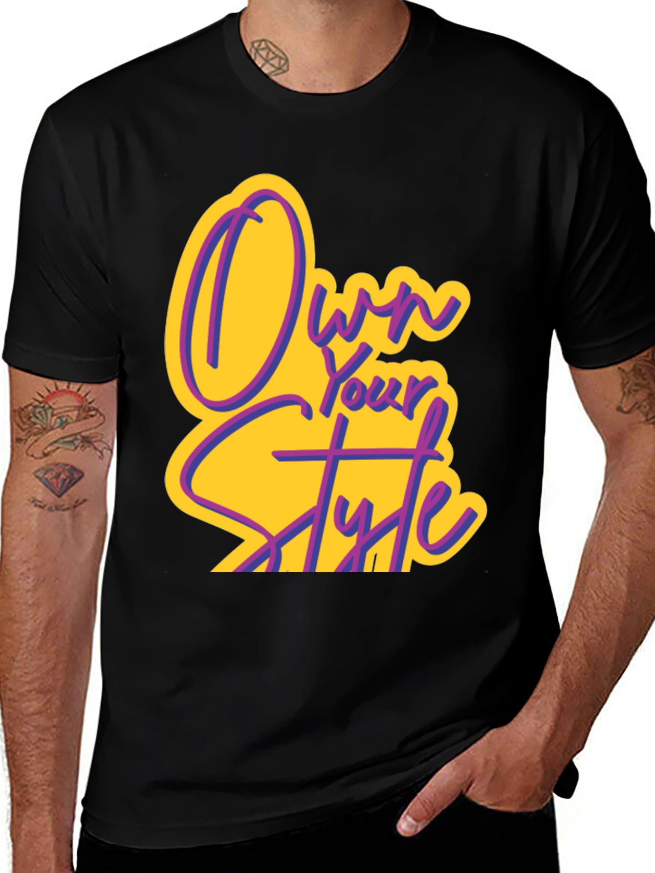 Variant 26 of Own Your Style Graphic Tee - Black Cotton T-Shirt