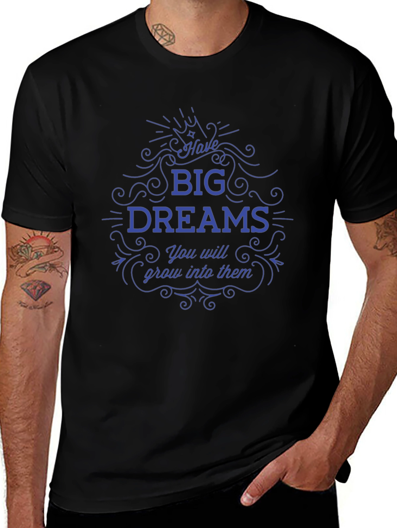 Variant 10 of Motivational Big Dreams Black T-Shirt