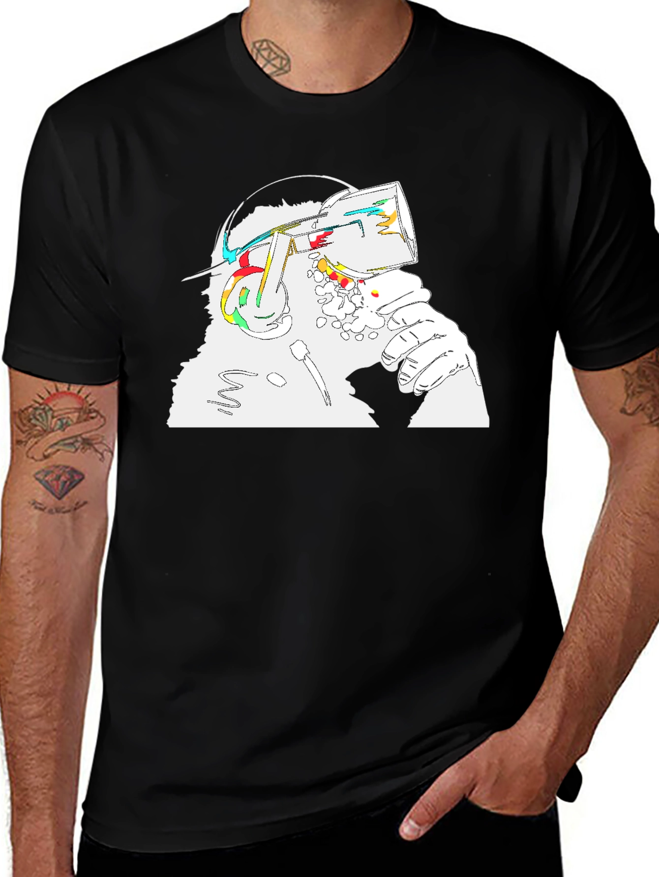 Abstract VR Headset Graphic Tee - Unisex Black T-Shirt