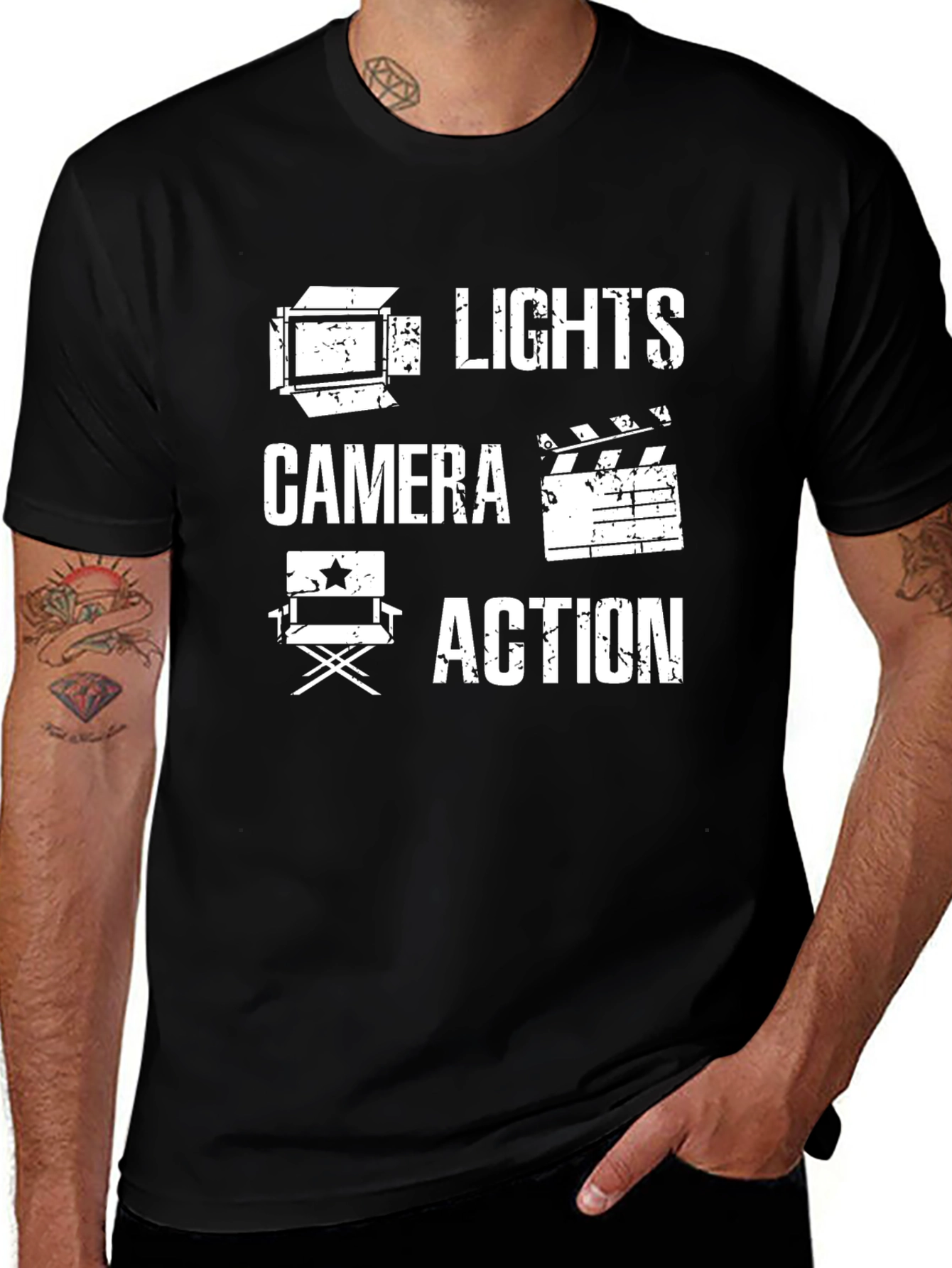 Lights Camera Action Graphic Tee - Movie Lover Shirt