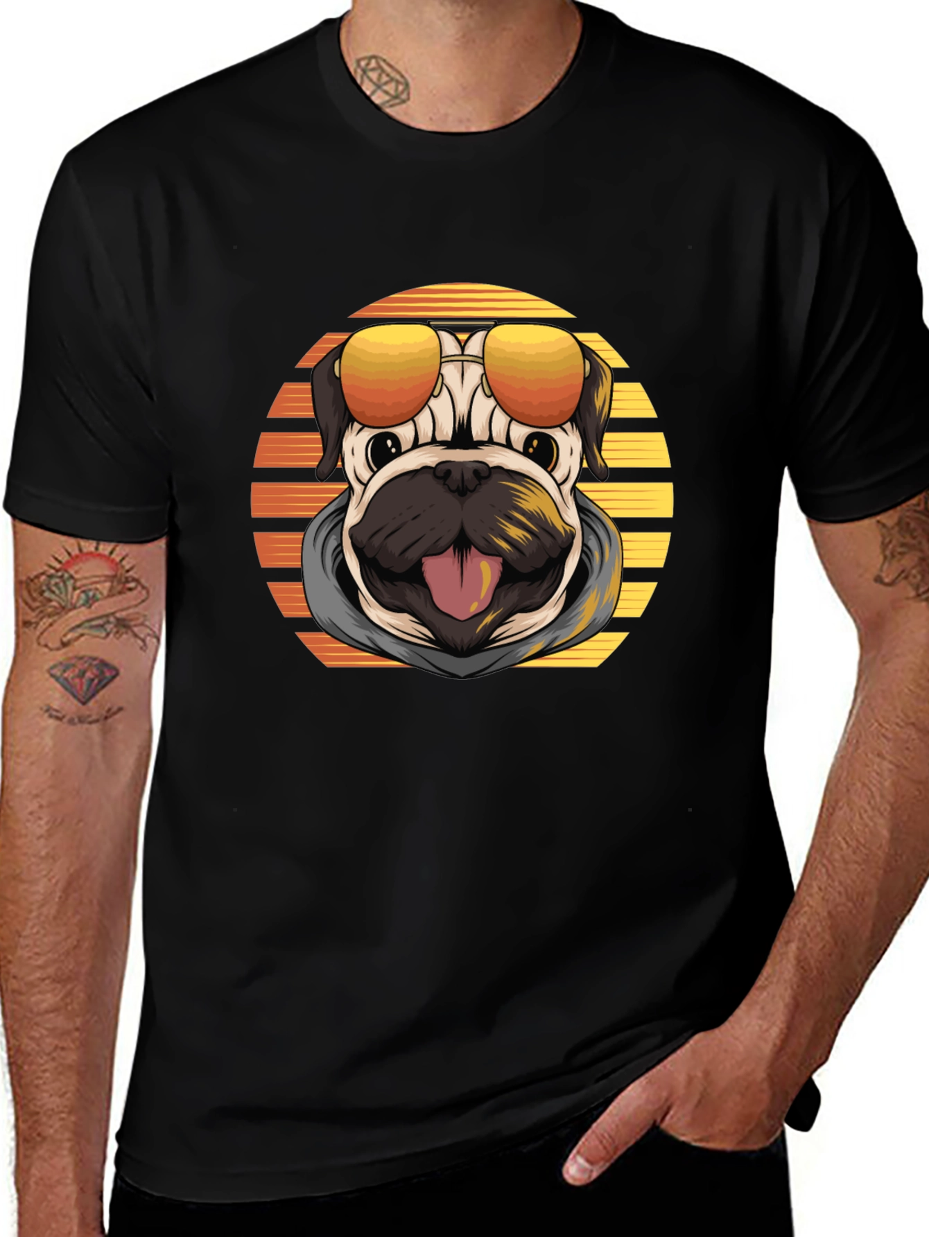 Variant 28 of Cool Pug T-Shirt: Sunset Shades Design