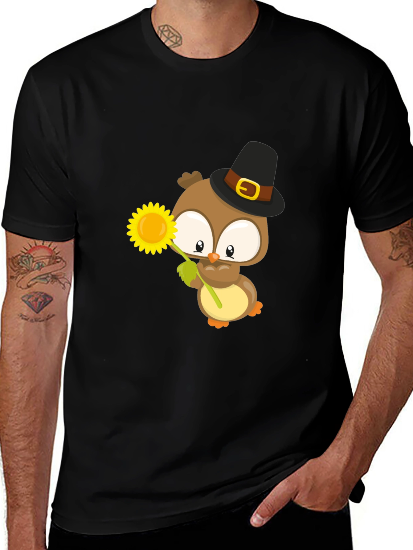 Variant 30 of Owl With Sunflower Graphic Tee