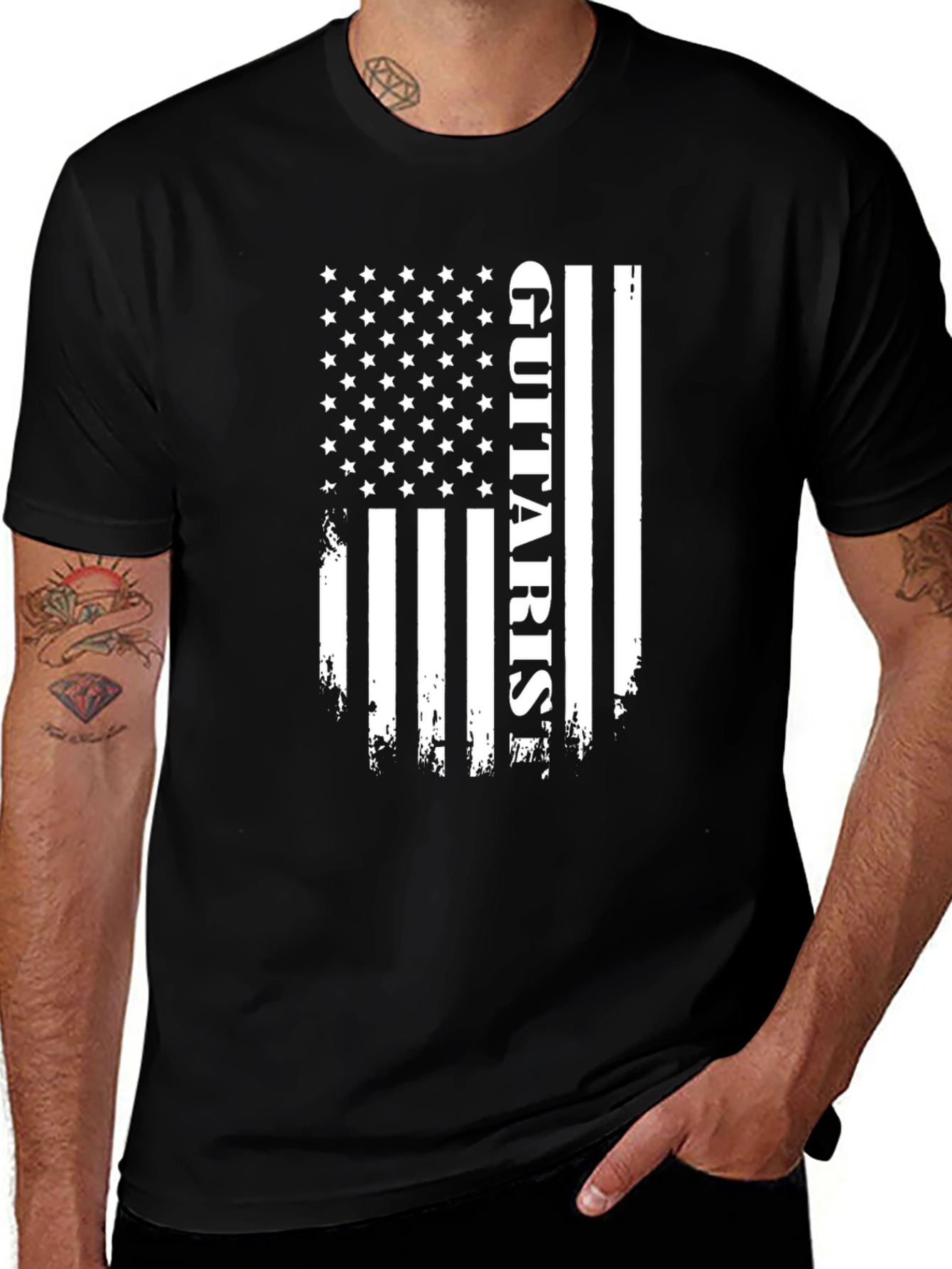 Variant 22 of Guitarist American Flag Graphic Tee - Music Lover T-Shirt