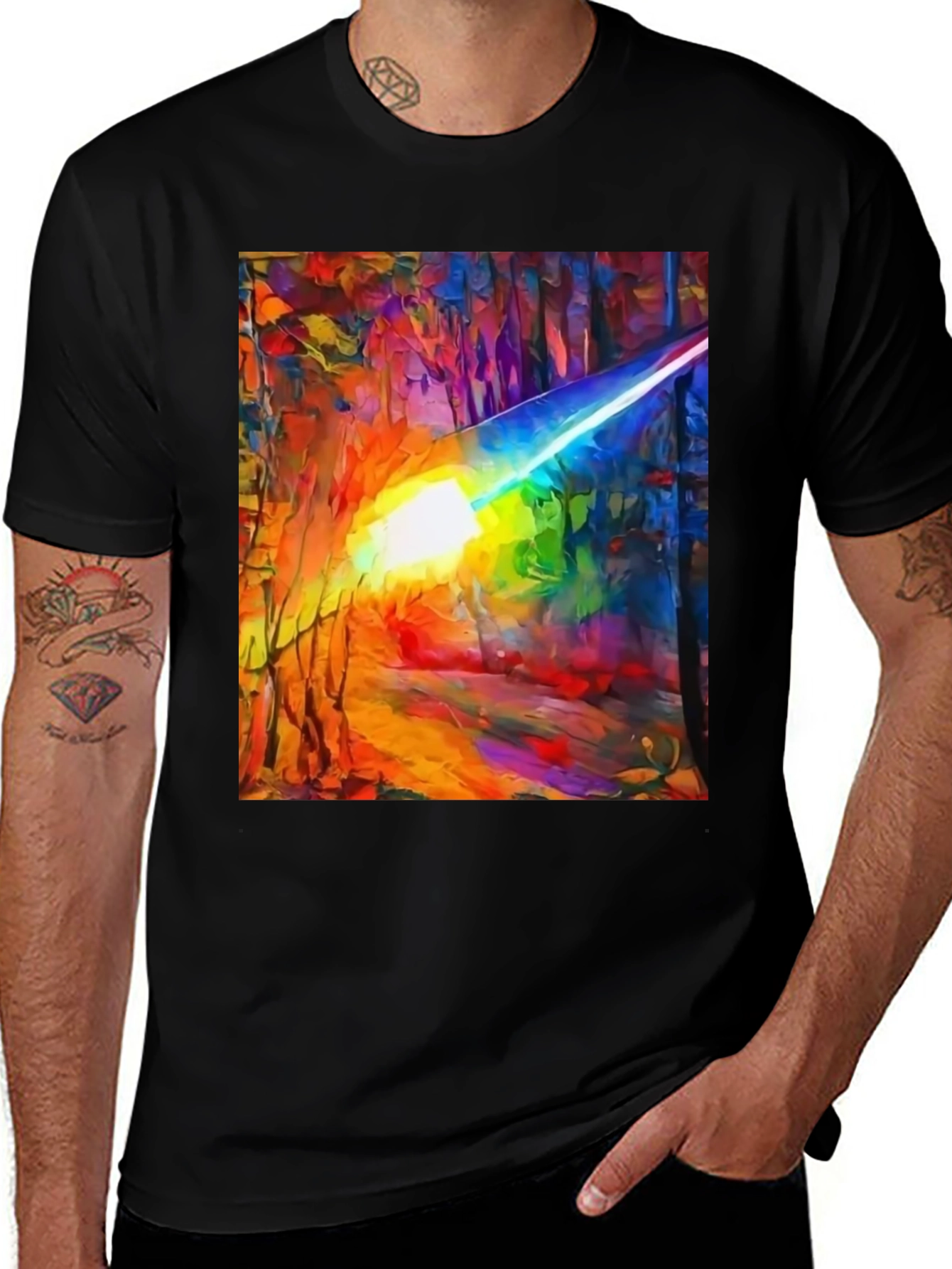 Variant 14 of Abstract Light Beam Art T-Shirt