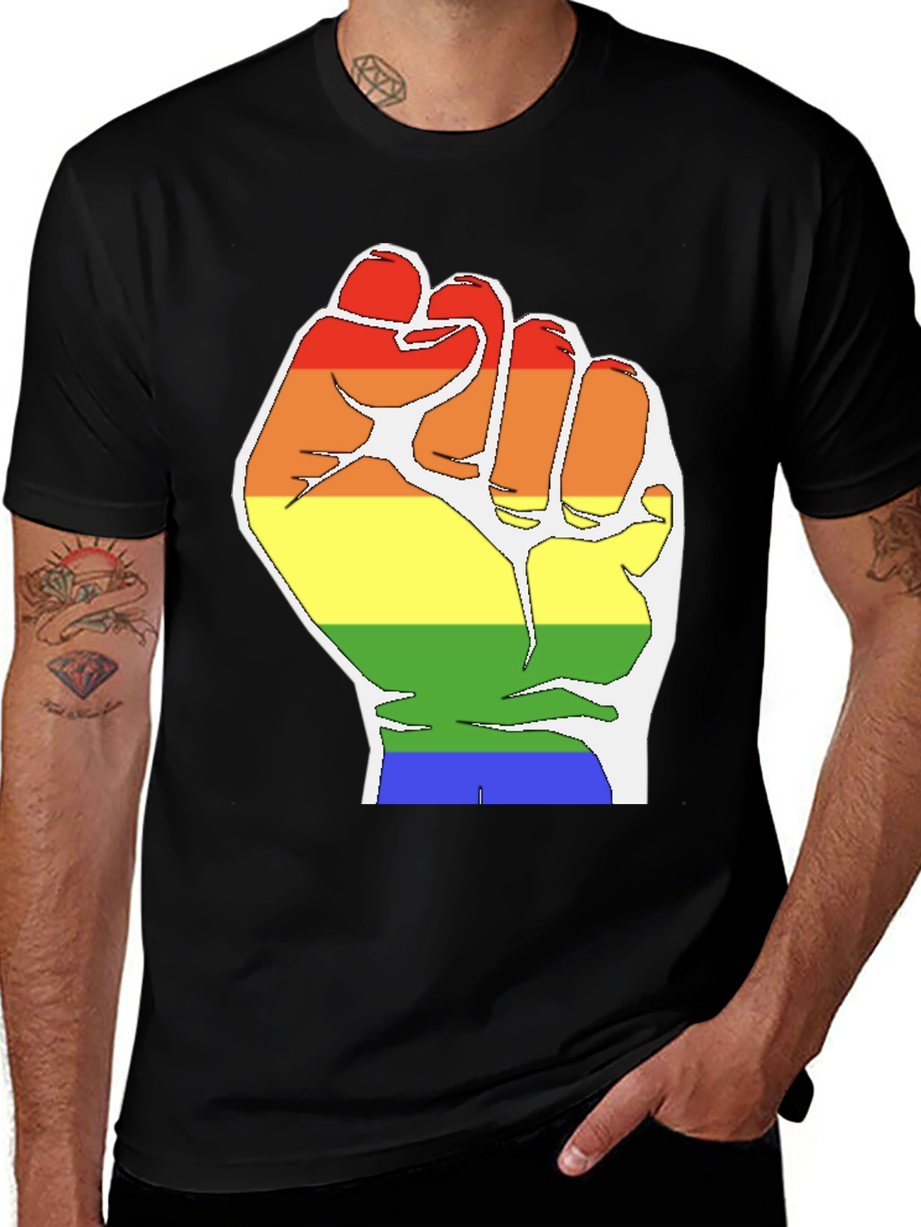 Variant 20 of Pride Fist T-Shirt - Black LGBTQ Equality Tee