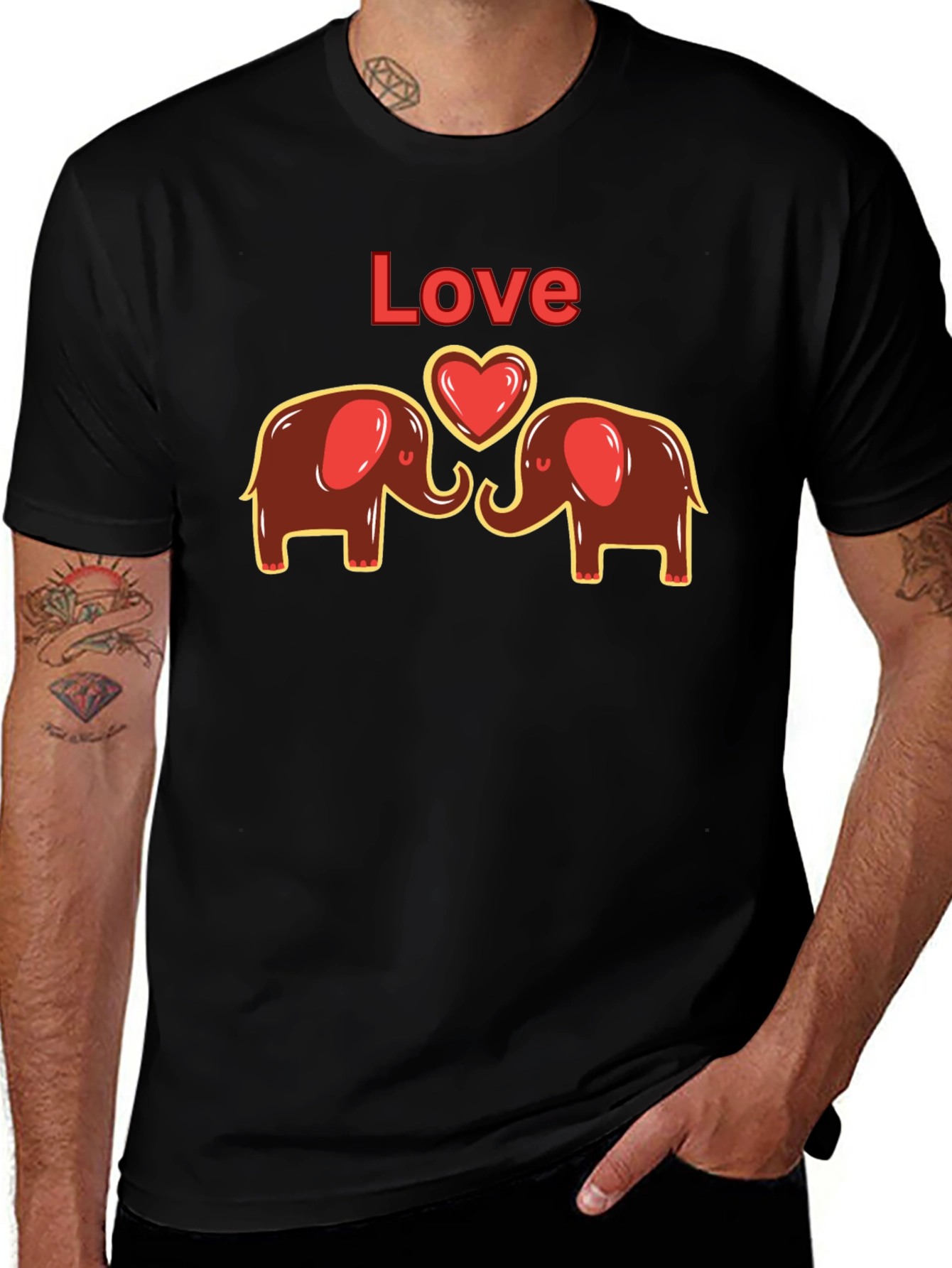Variant 13 of Elephant Love Graphic Tee - Cute Animal Design