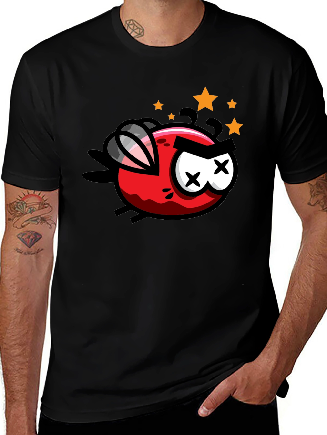 Cartoon Fly Graphic Black T-Shirt
