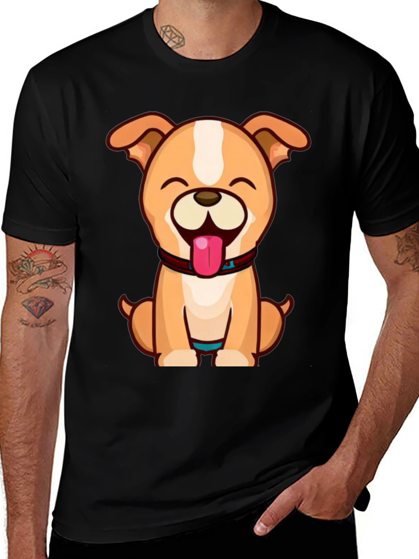 Variant 28 of Cute Dog Graphic Black T-Shirt