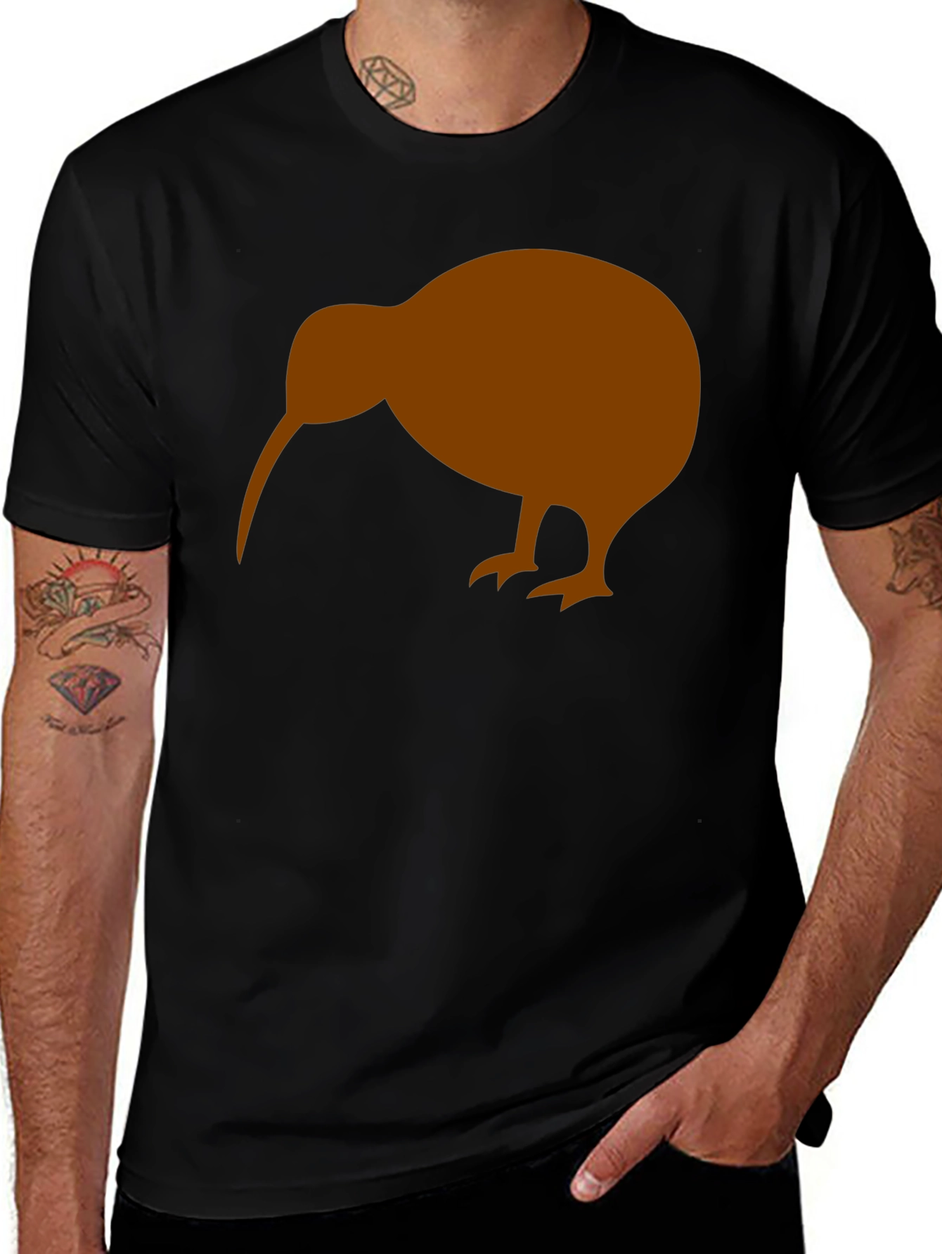 Variant 23 of Kiwi Bird Graphic Tee - Black Casual T-Shirt