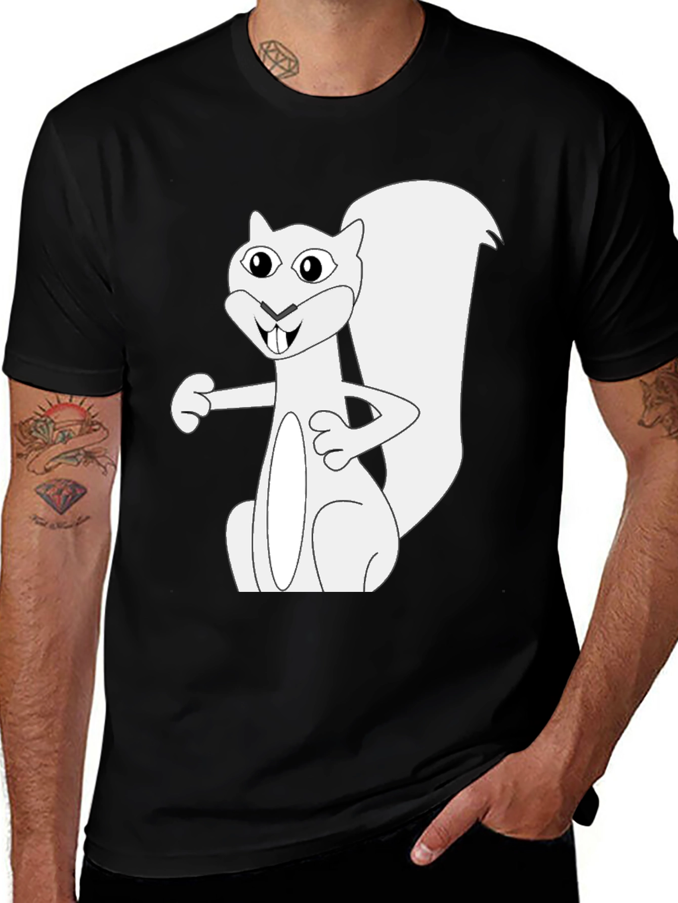 Variant 9 of Squirrel Graphic Tee - Black Cotton T-Shirt
