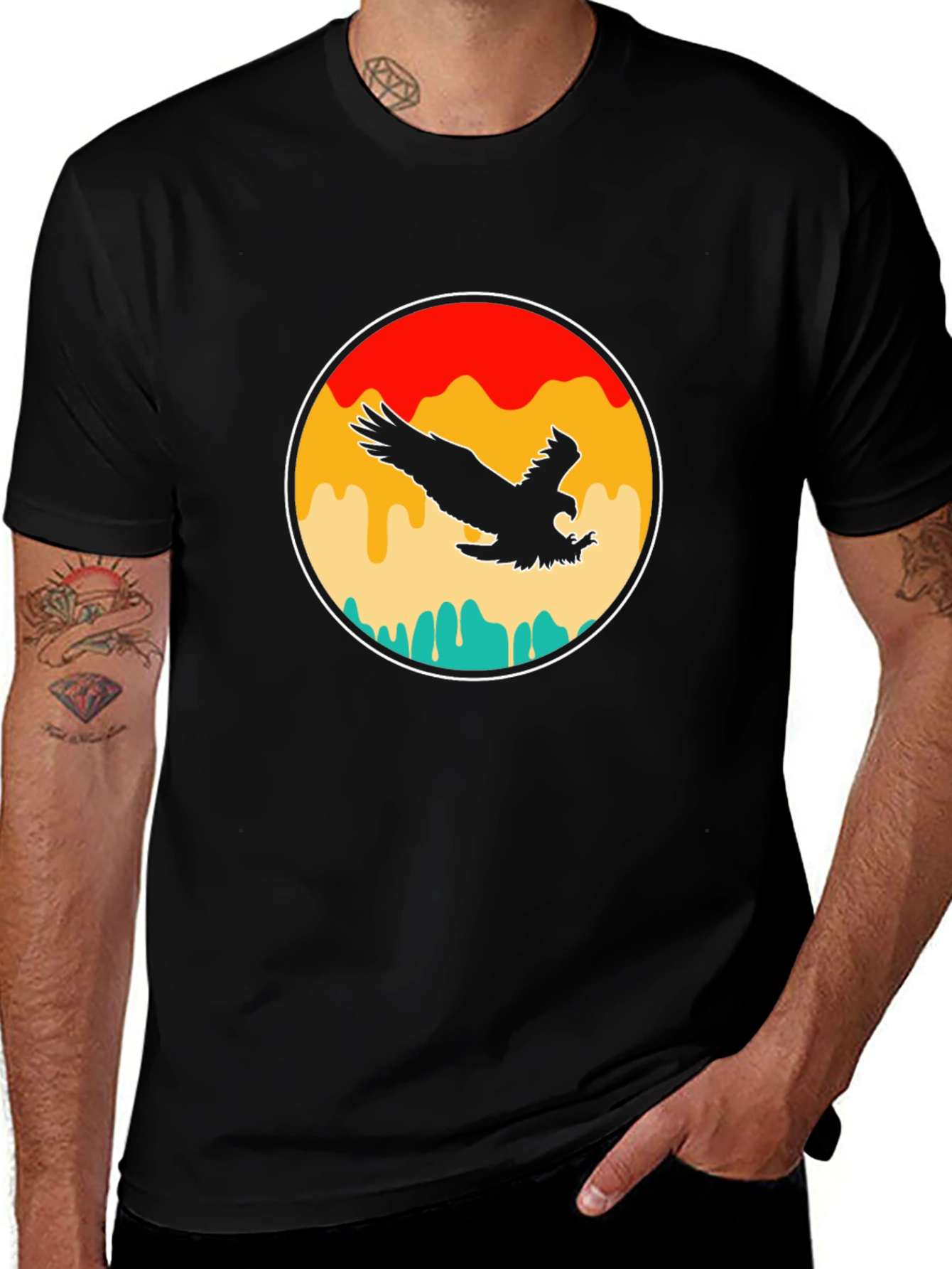 Variant 17 of Retro Eagle Graphic T-Shirt - Black