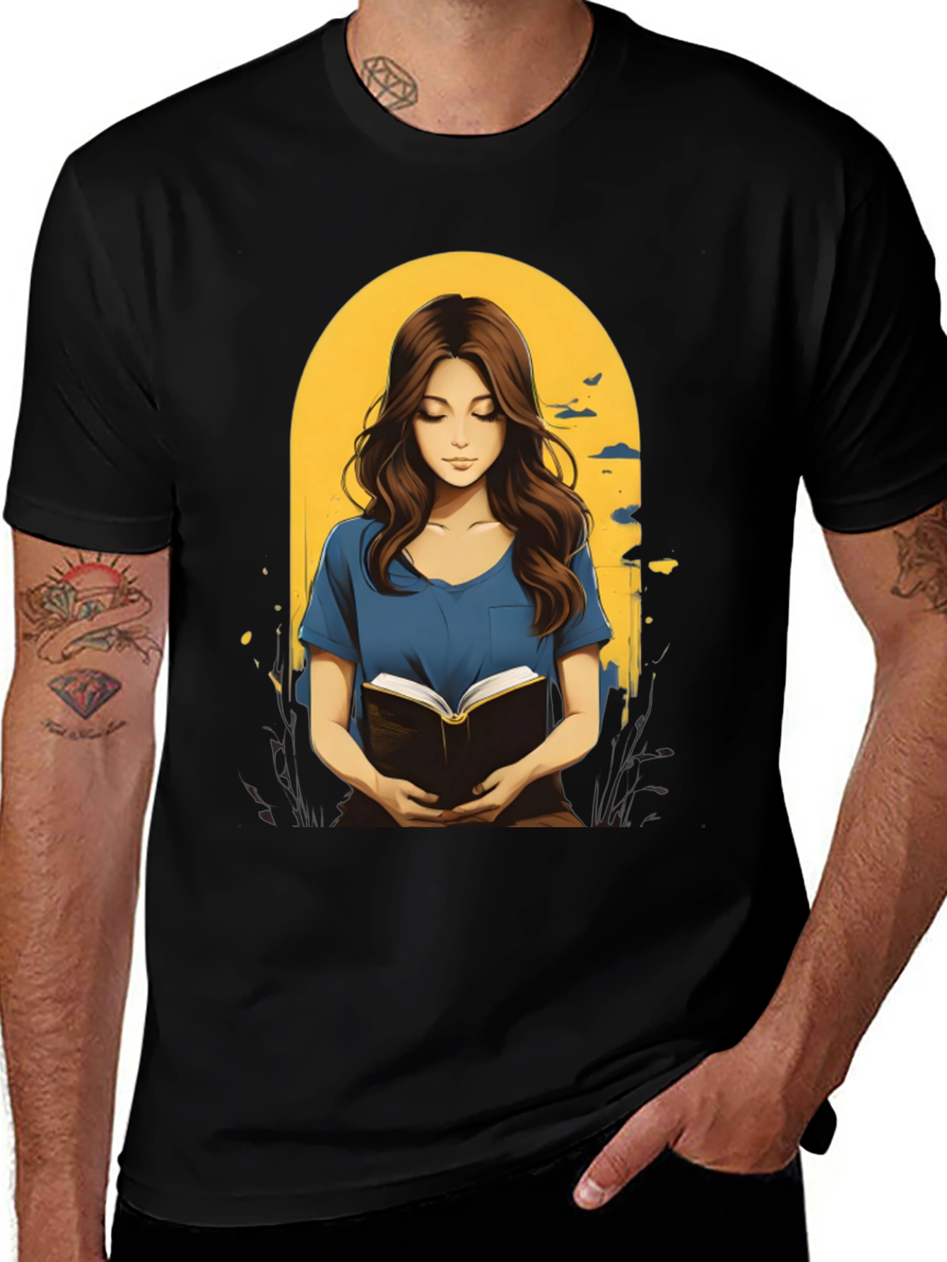 Variant 25 of Woman Reading Book Graphic Tee - Stylish Casual Top