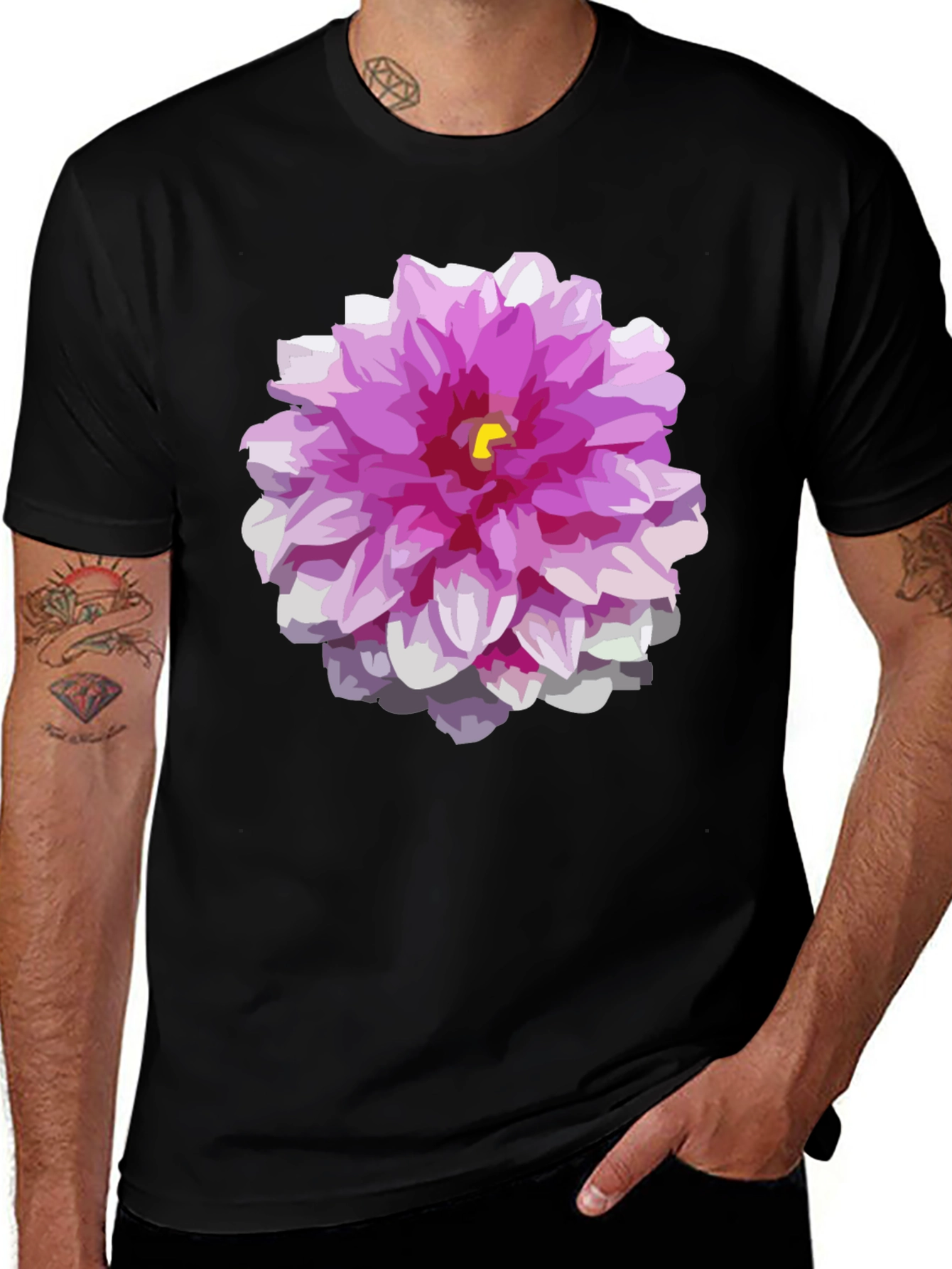 Variant 13 of Floral Graphic T-Shirt - Pink Flower Design