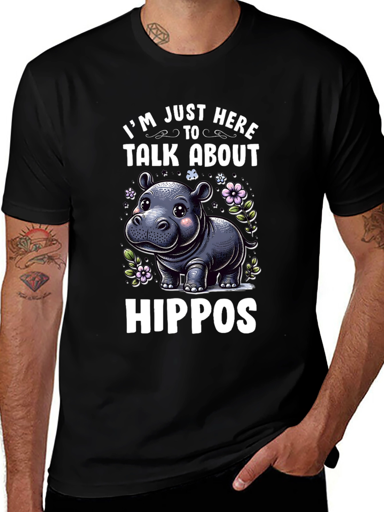 Variant 13 of Hippo Lover T-Shirt - I'm Just Here To Talk About Hippos