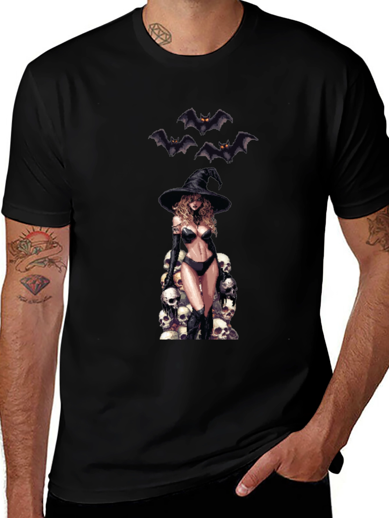 Variant 9 of Skull Witch Graphic T-Shirt - Halloween Style
