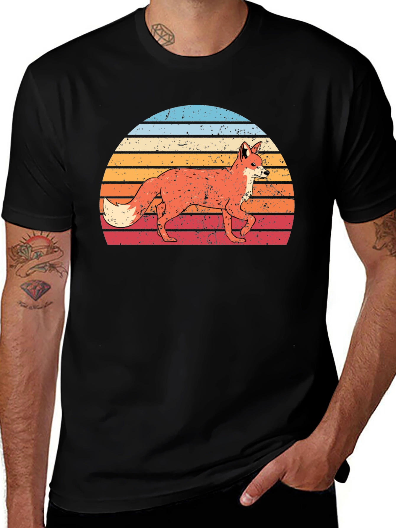 Variant 28 of Retro Fox Sunset Graphic T-Shirt