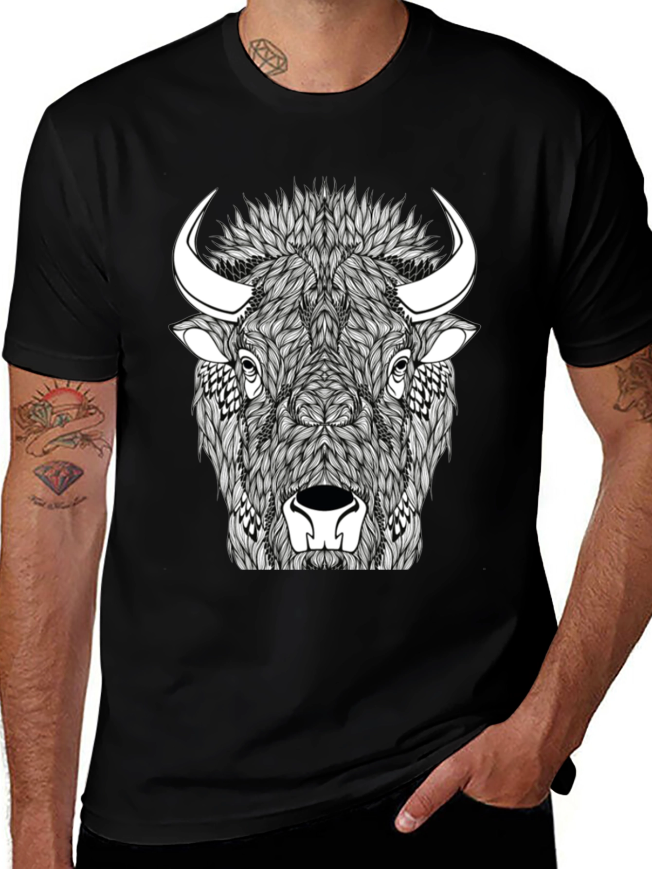 Variant 5 of Buffalo Graphic Tee - Black Cotton Blend