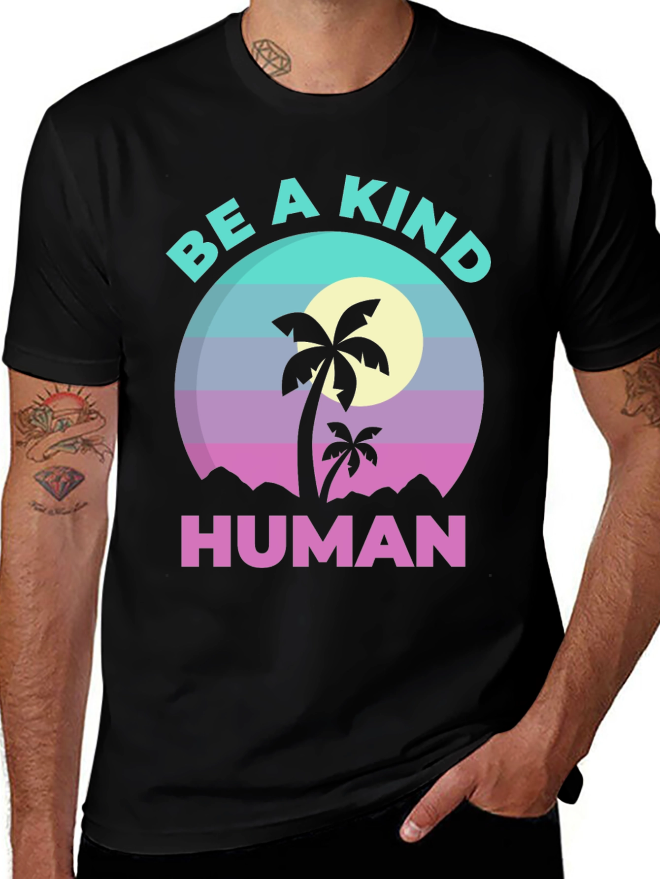 Variant 11 of Be A Kind Human Palm Tree Graphic Tee