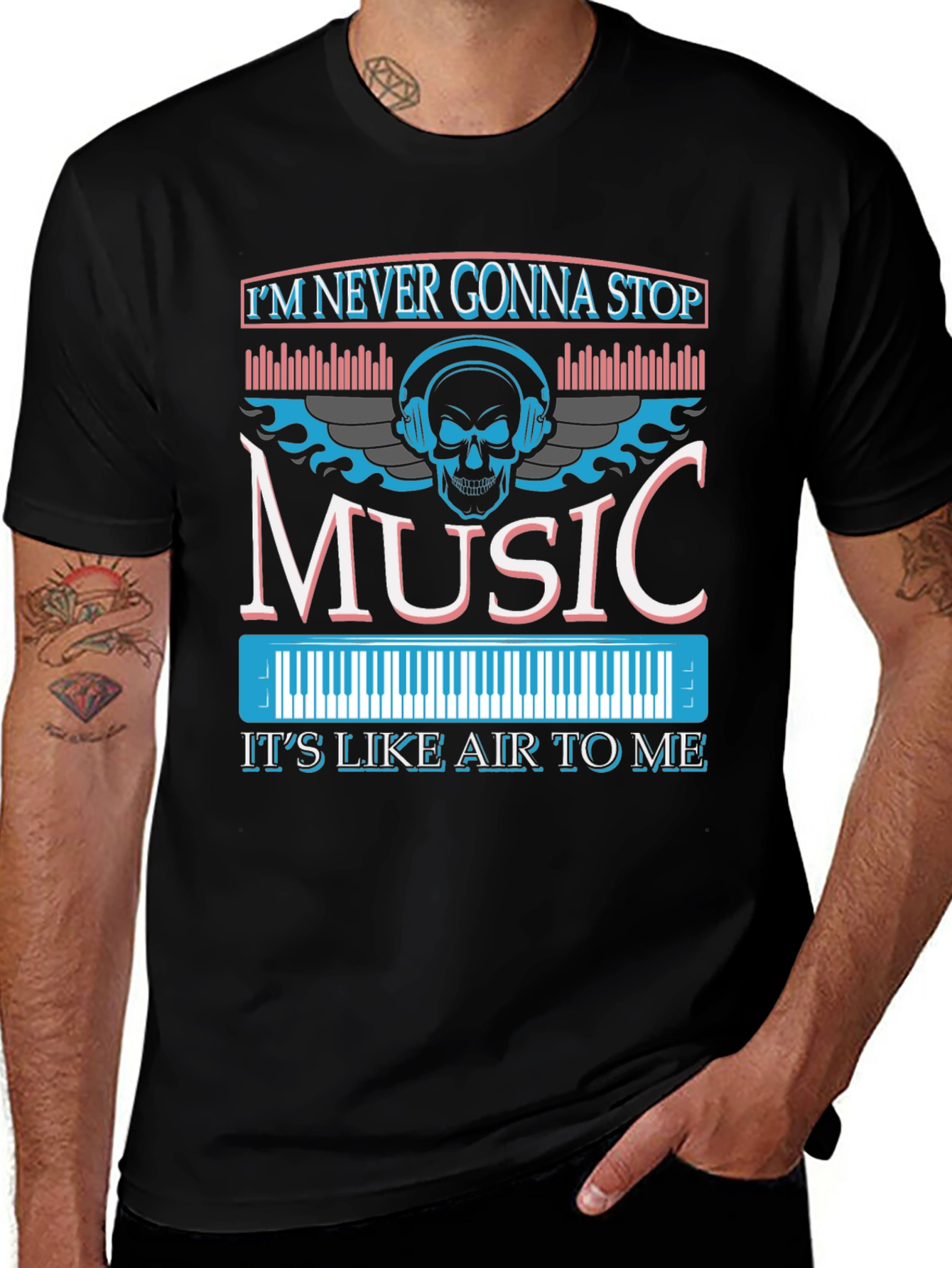 Variant 14 of Music Skull Graphic T-Shirt