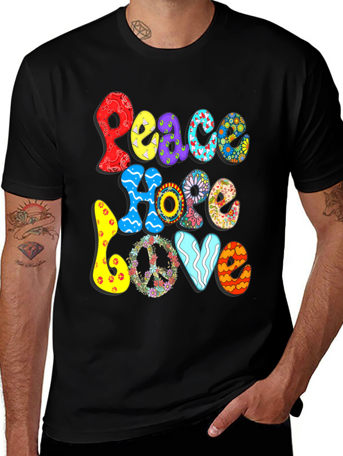 Variant 24 of Peace Hope Love Retro Graphic Tee