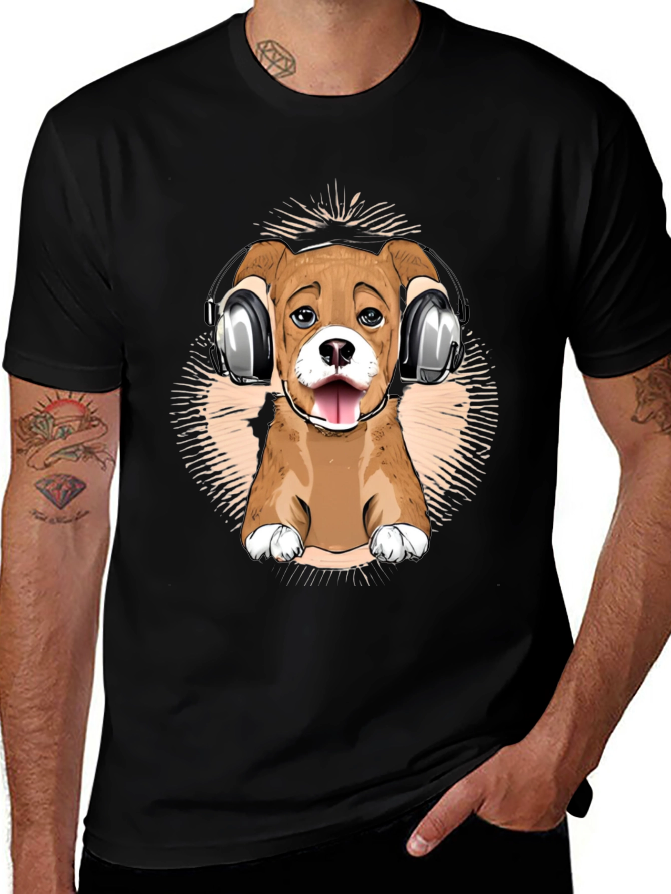 Variant 27 of Dog with Headphones Graphic Tee