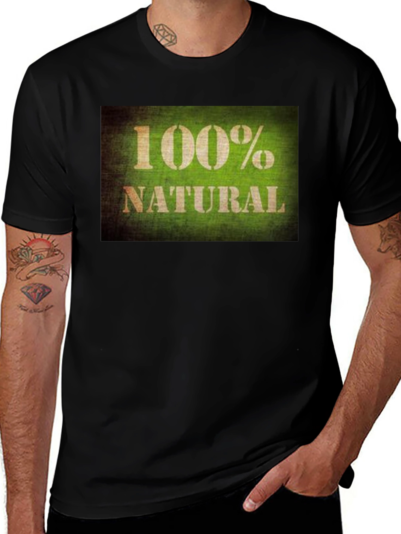 Variant 21 of 100% Natural Graphic Tee - Soft Black Cotton T-Shirt