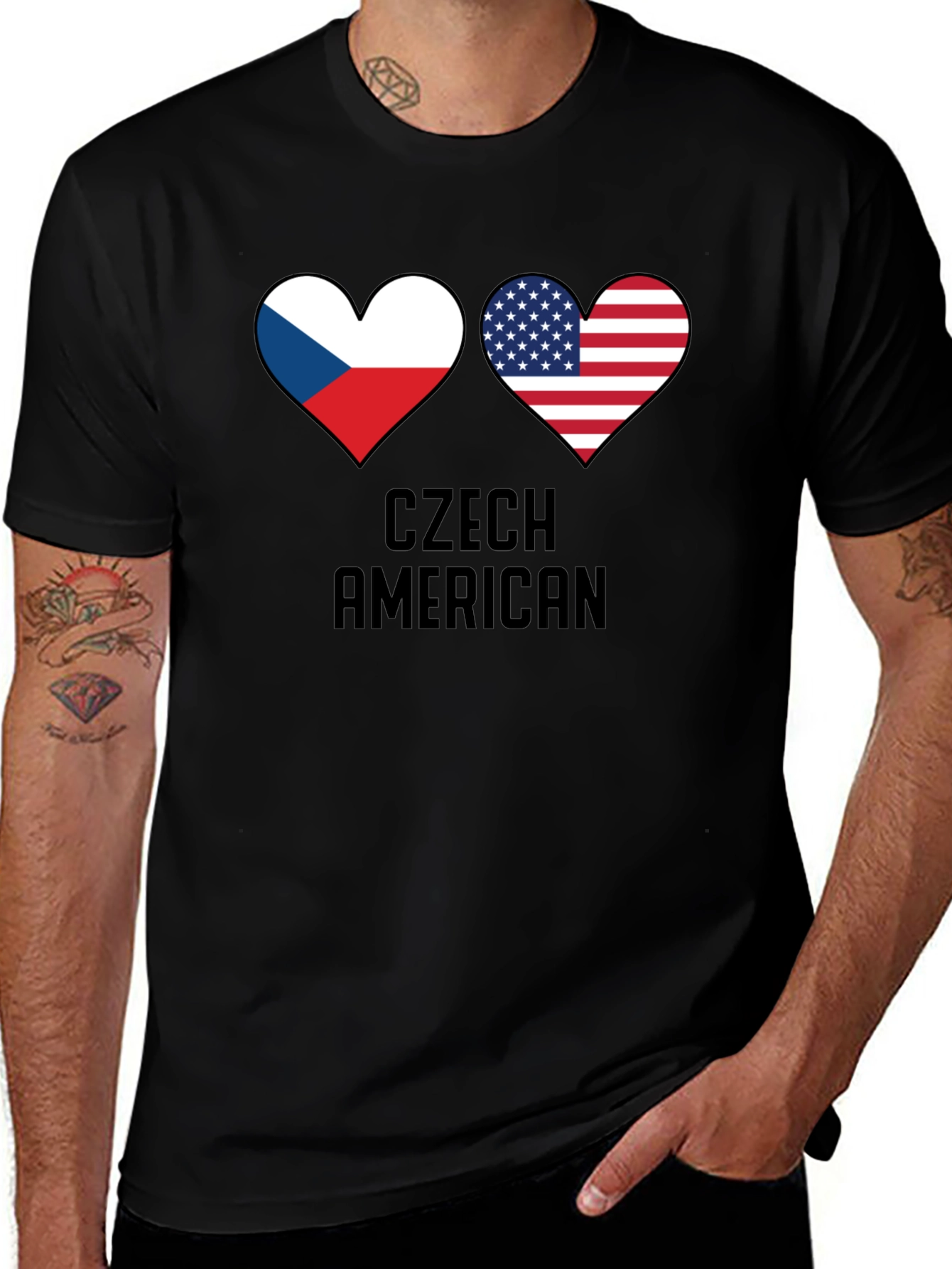 Czech American Flag Heart T-Shirt