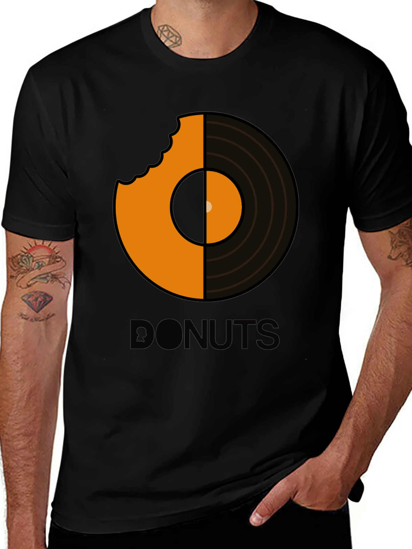 Variant 6 of Donuts Record T-Shirt - Music & Food Lover Apparel