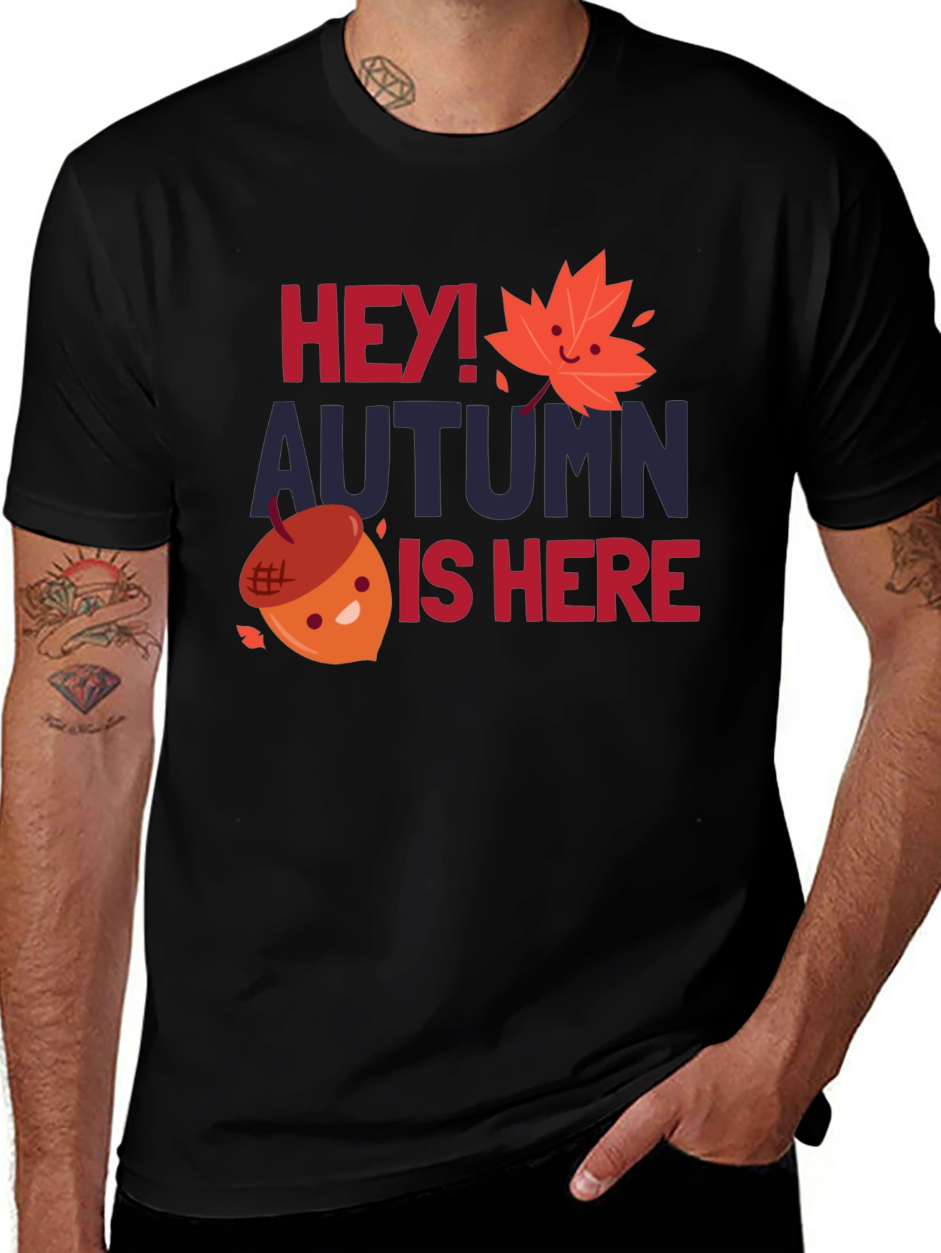 Variant 23 of Hey! Autumn Is Here Black Graphic Tee