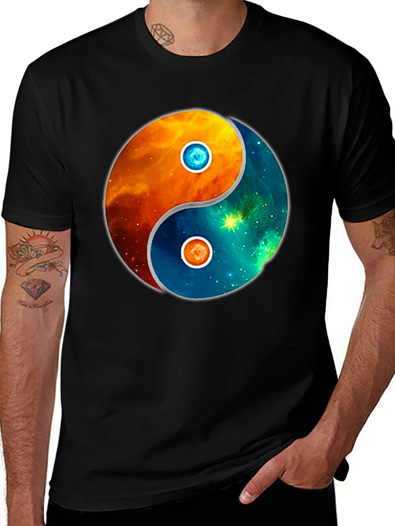 Yin Yang Galaxy Graphic T-Shirt