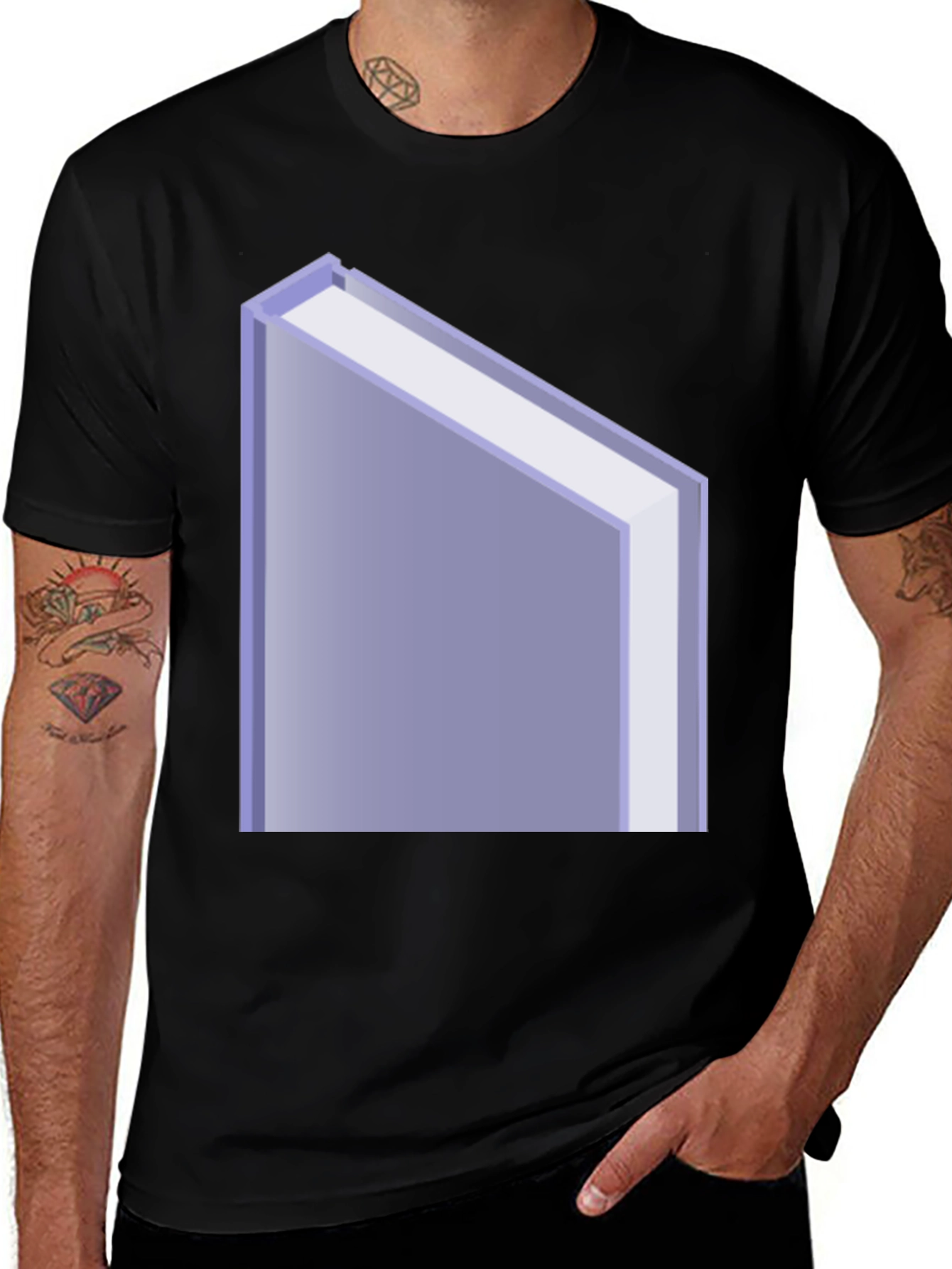 Variant 9 of Abstract Book Graphic Tee - Black Cotton Blend