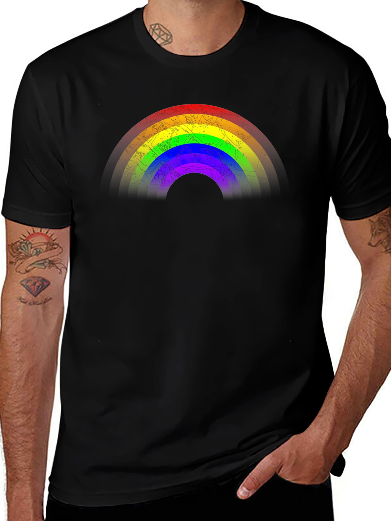 Variant 12 of Rainbow Graphic Black T-Shirt