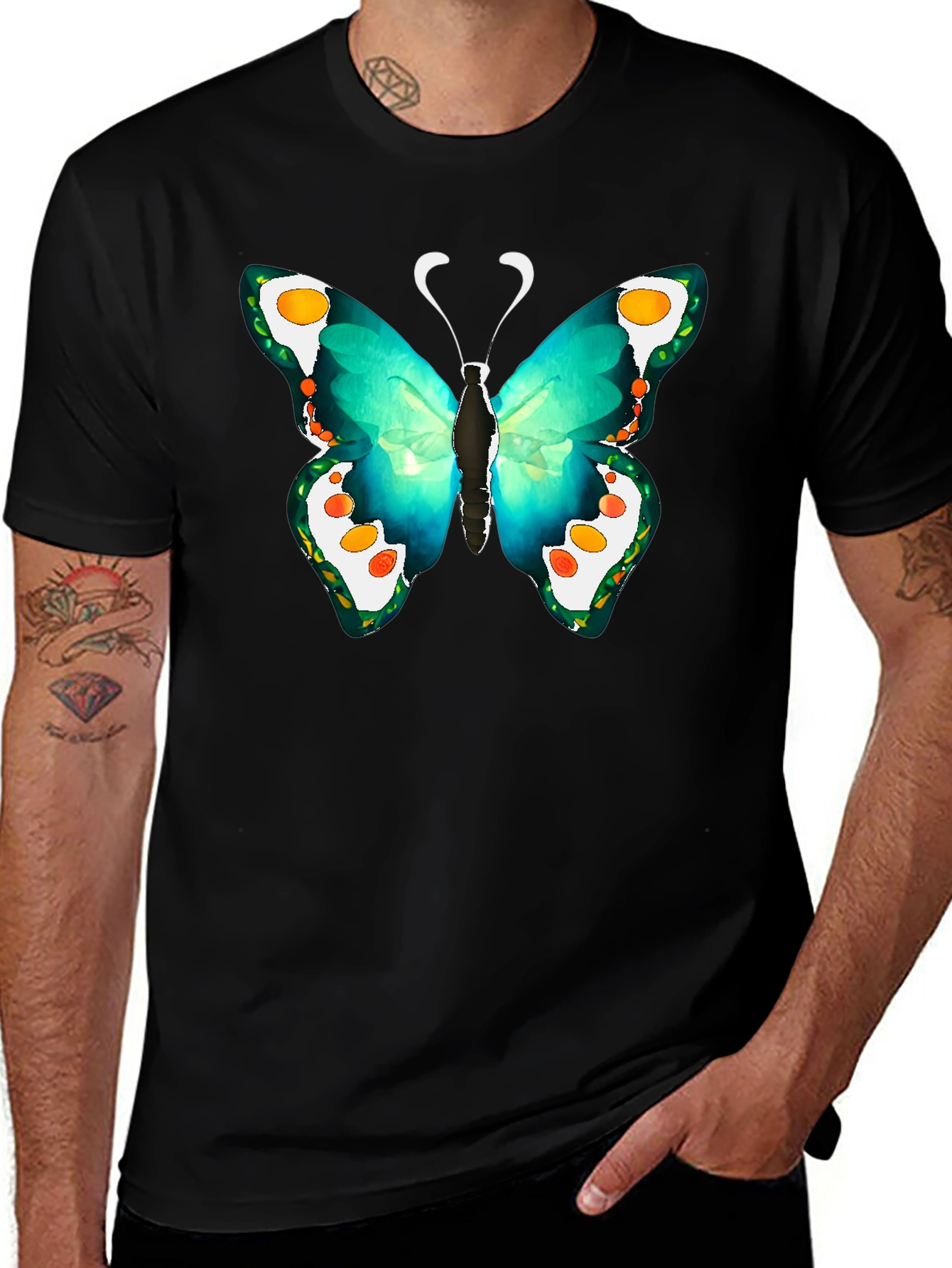Variant 30 of Butterfly Graphic Tee - Men's Black T-Shirt